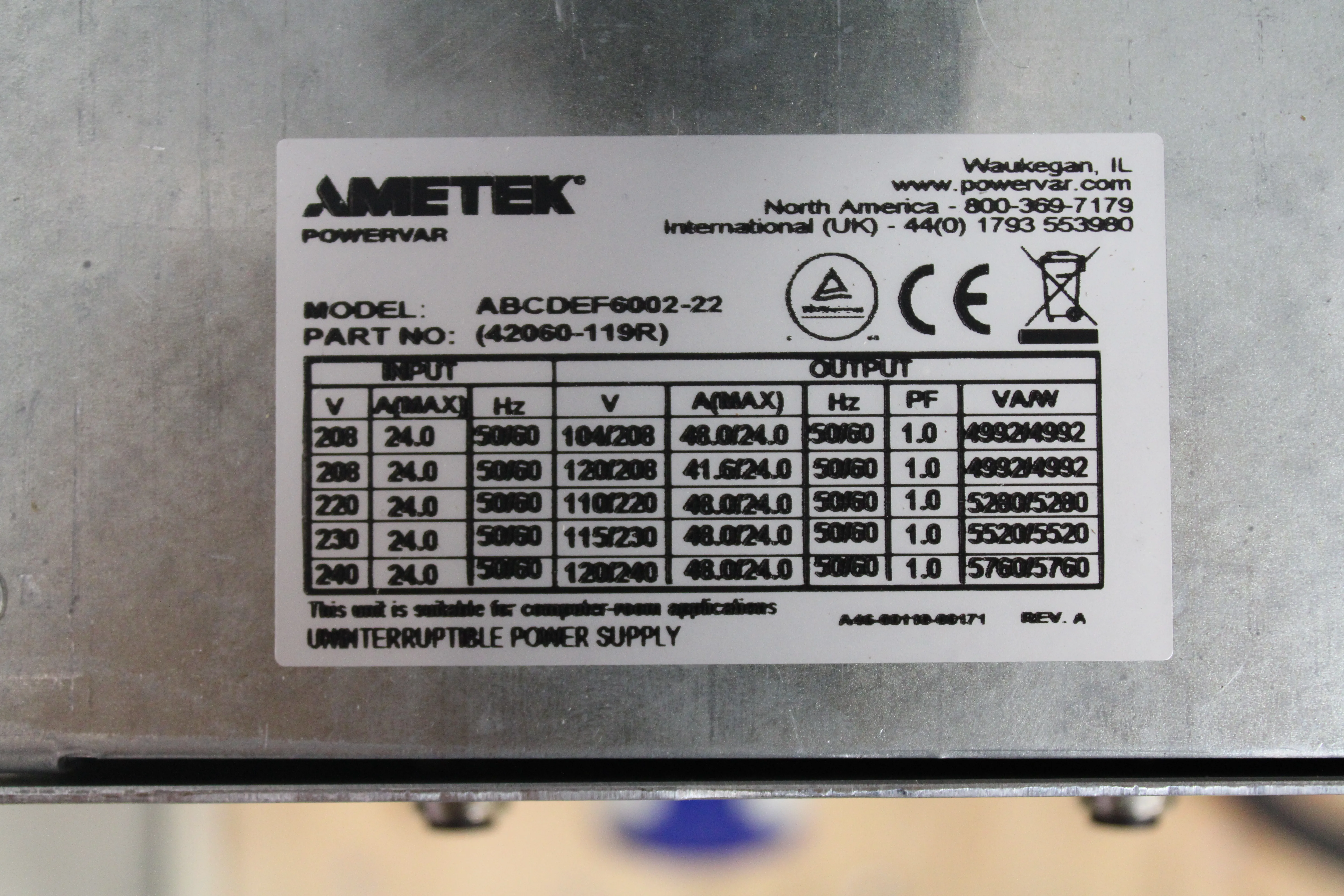 Powervar Security Plus II - Battery Backup Power Model