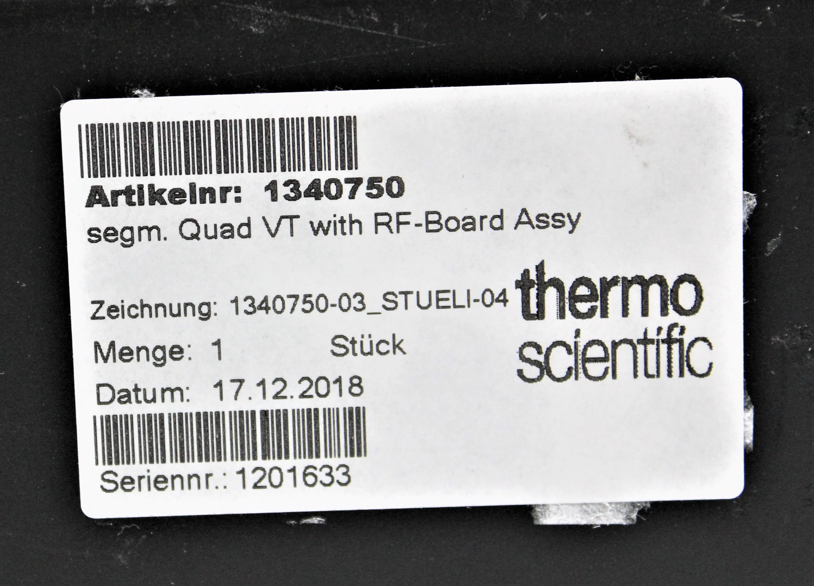 Thermo Scientific Segm Quad VT with RF-Board Assy 2141740