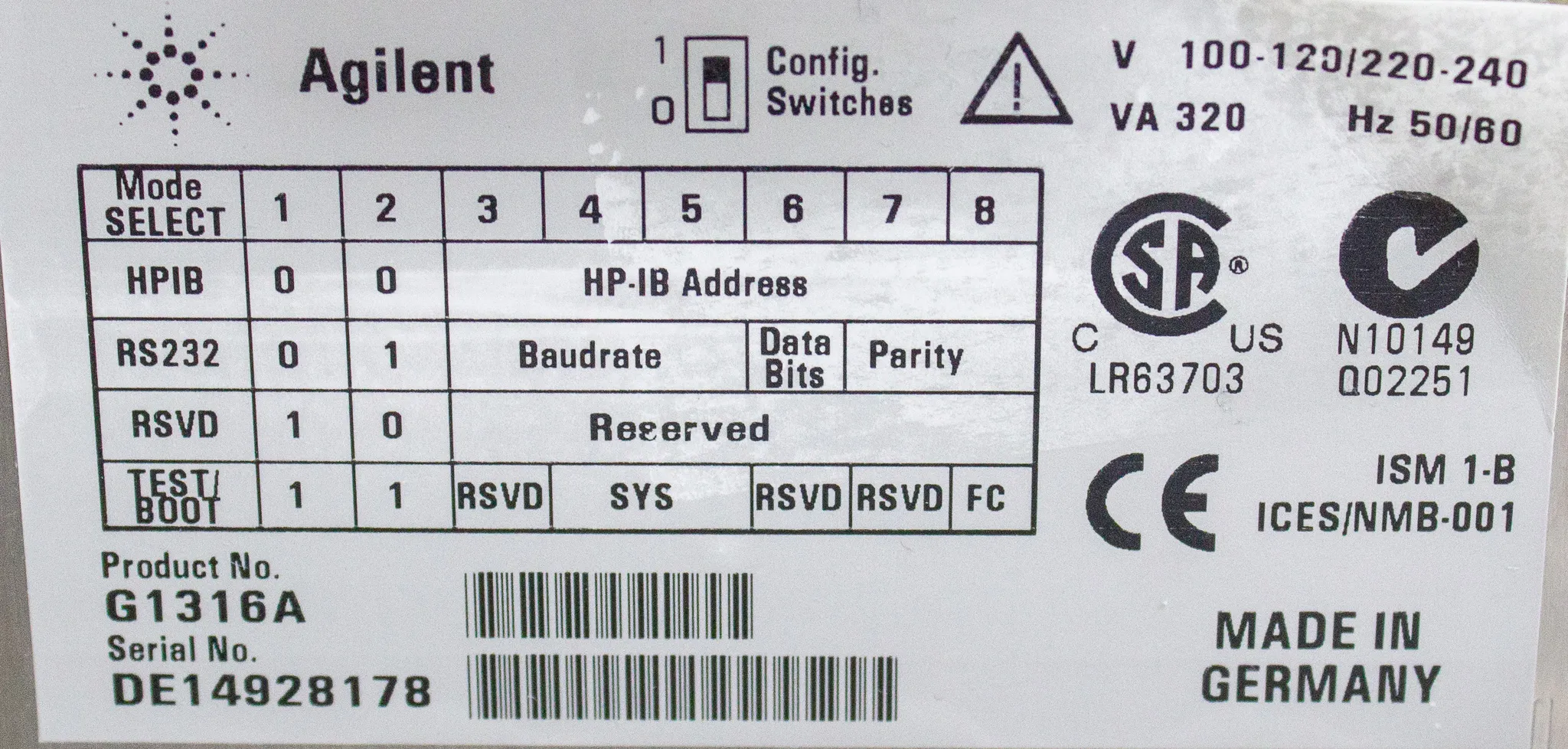 Agilent 1100 Series HPLC G1316A Colcom Column Compartment