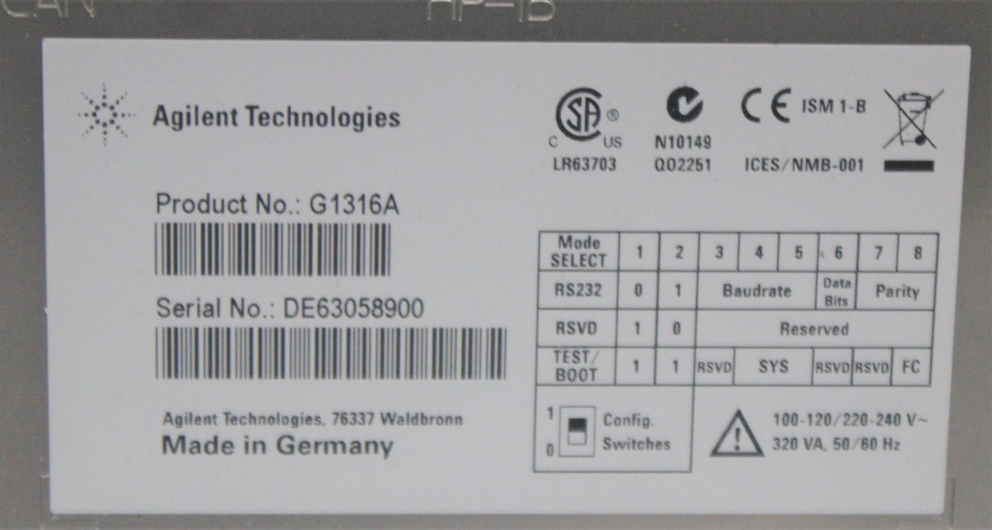 Agilent 1200 Series Thermostatted Column Compartment G1316A HPLC/FPLC/GC/CE