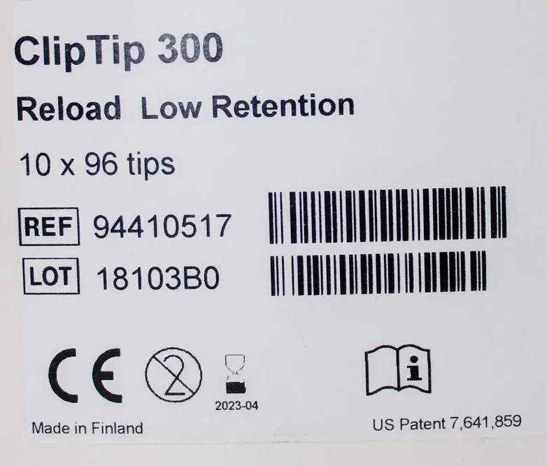 Thermo Scientific Clip Tip 300 Reload Low Retention 10x96 tips, 94410517