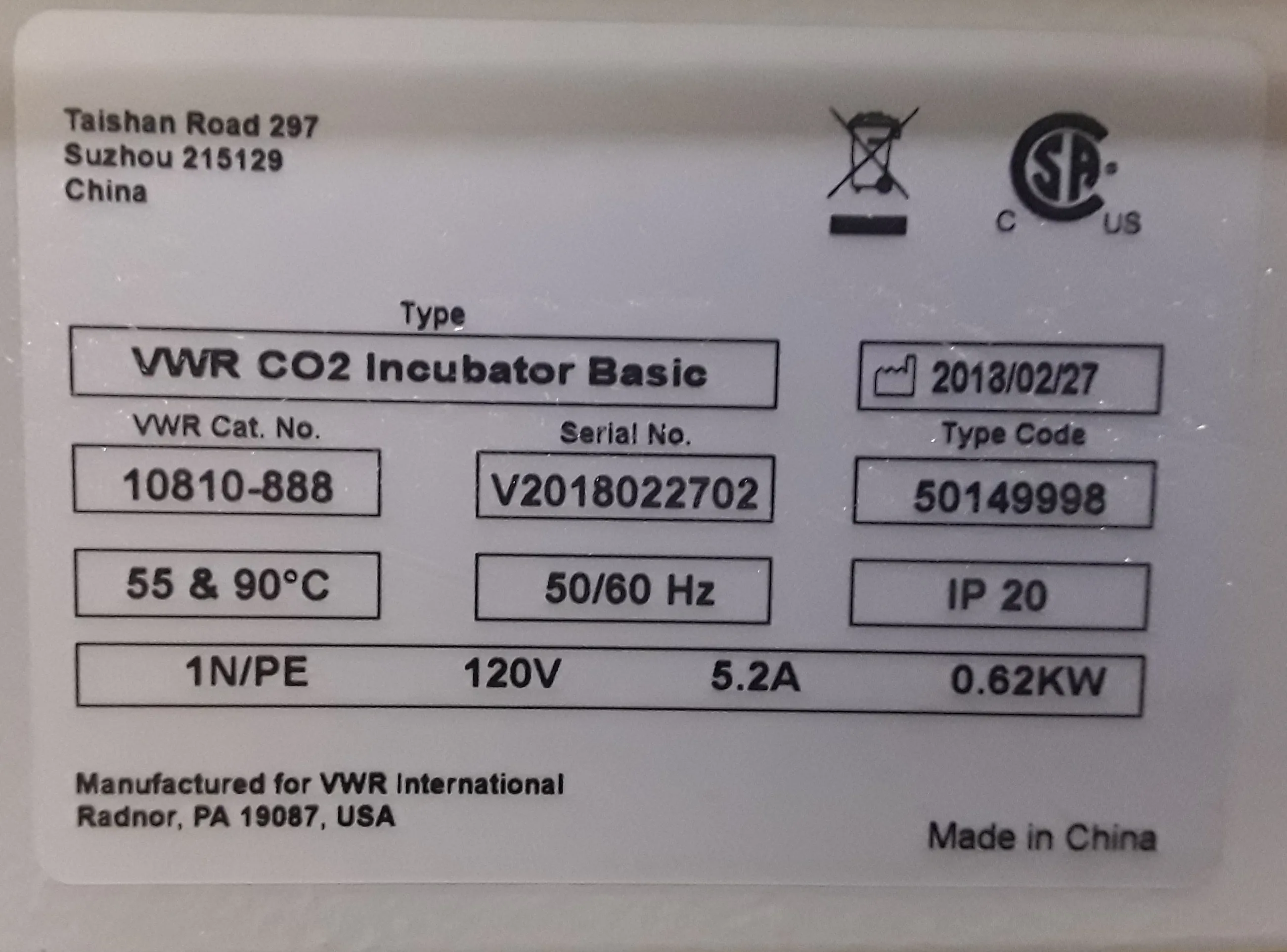 VWR Air Jacketed CO2 Incubator 10810-880