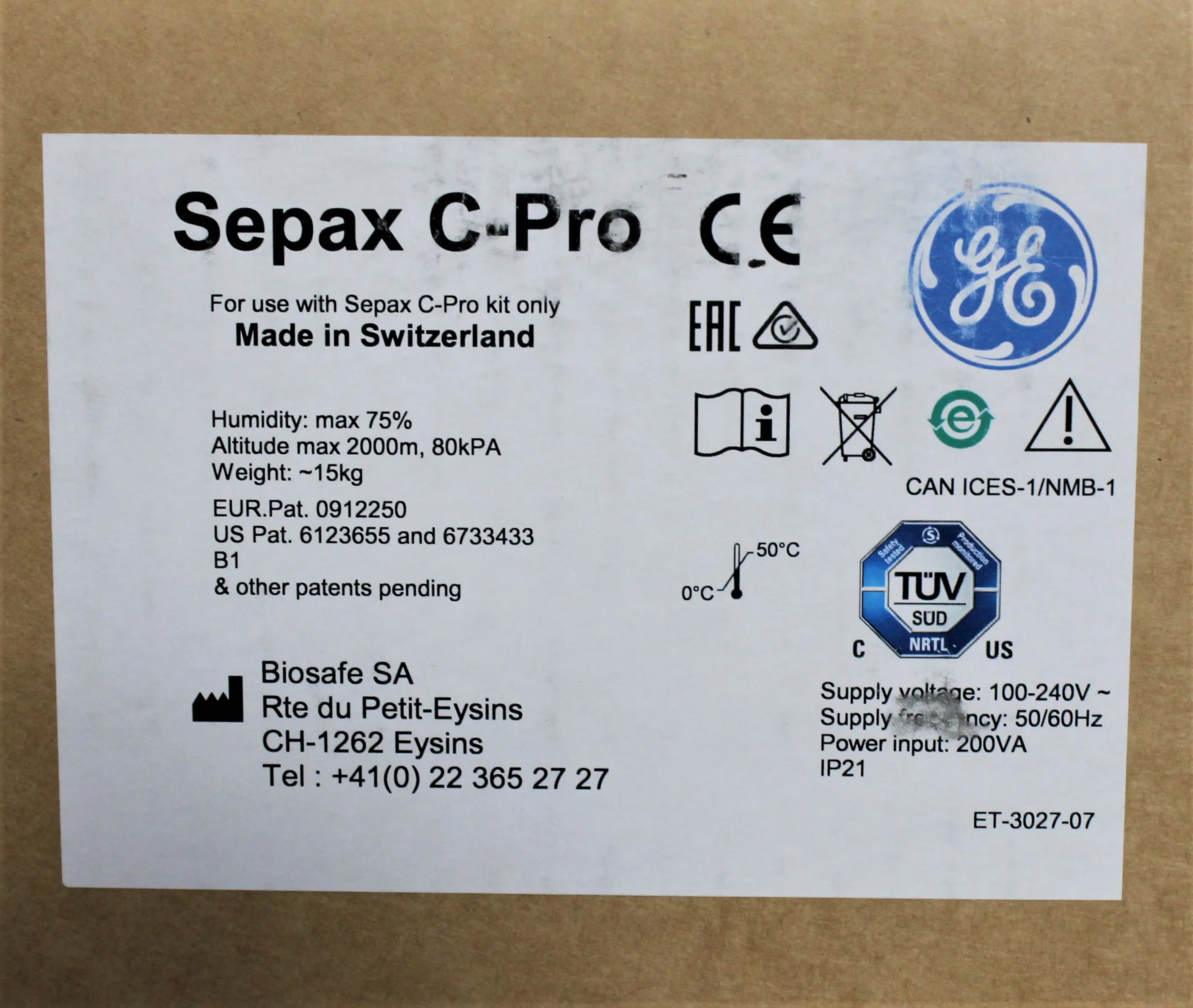 GE Healthcare Sepax C-Pro Cell Processing System Perfusion System