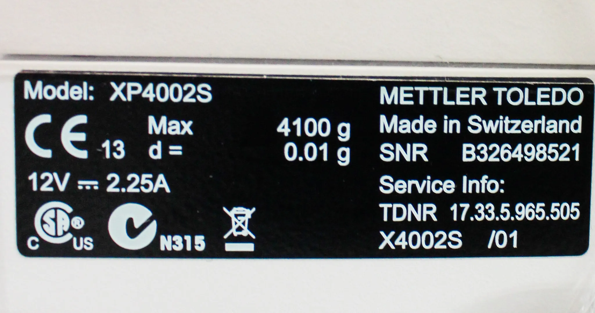 Mettler Toledo Excellence Plus XP Precision Balance model: XP4002S - 4100g x .01g with SmartScreen Touchscreen Display