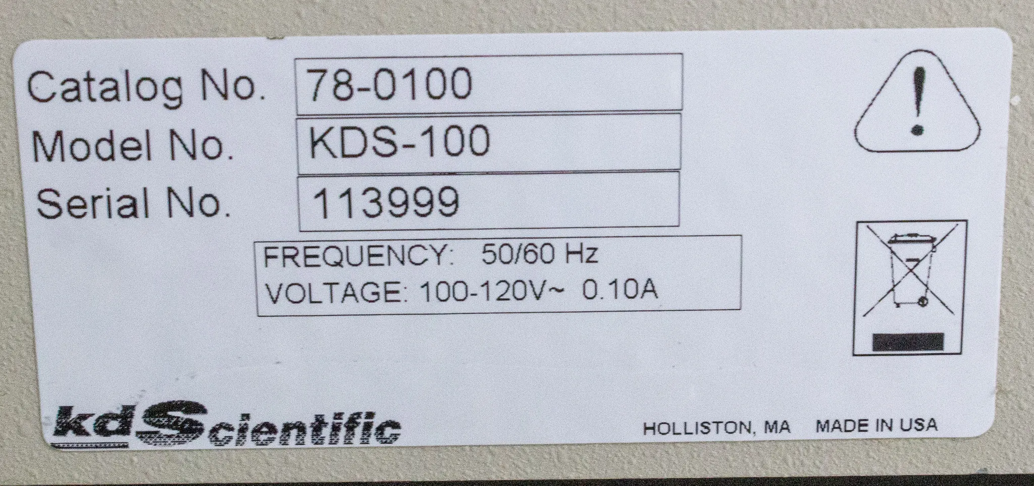 KD Scientific KDS-100 Legacy Single Syringe Infusion Pump 78-0100