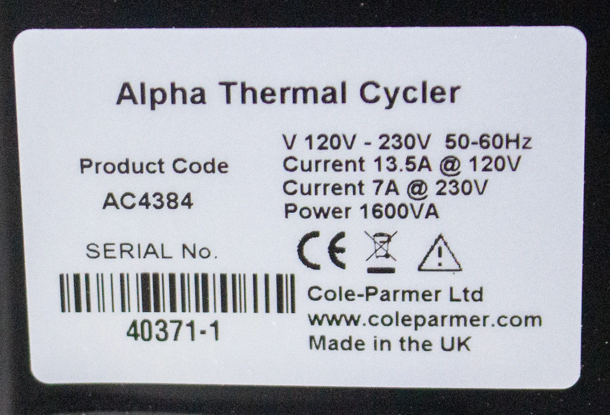 Cole Parmer PCRmax Alpha Thermal Cycler AC4384 Quad 384-Well Capacity