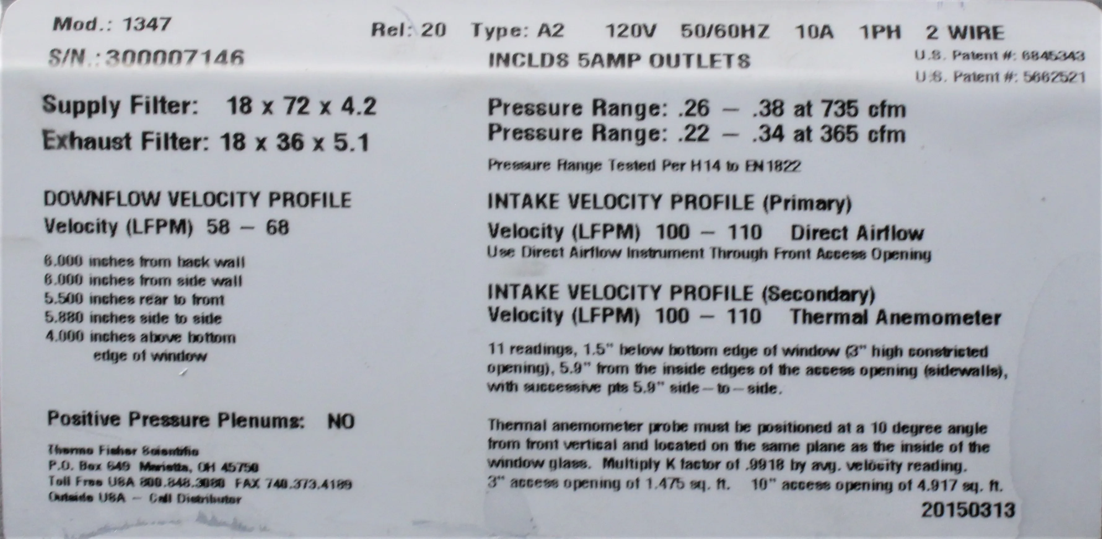 Thermo Fisher 1300 Series A2 Class II, Type A2 Bio Safety Cabinet