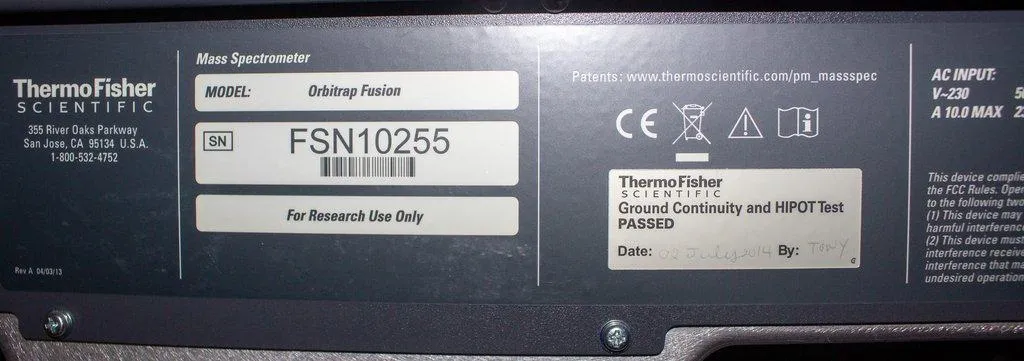 Thermo Scientific Orbitrap Fusion Tribrid Mass Spectrometer / Mass Spec MSn