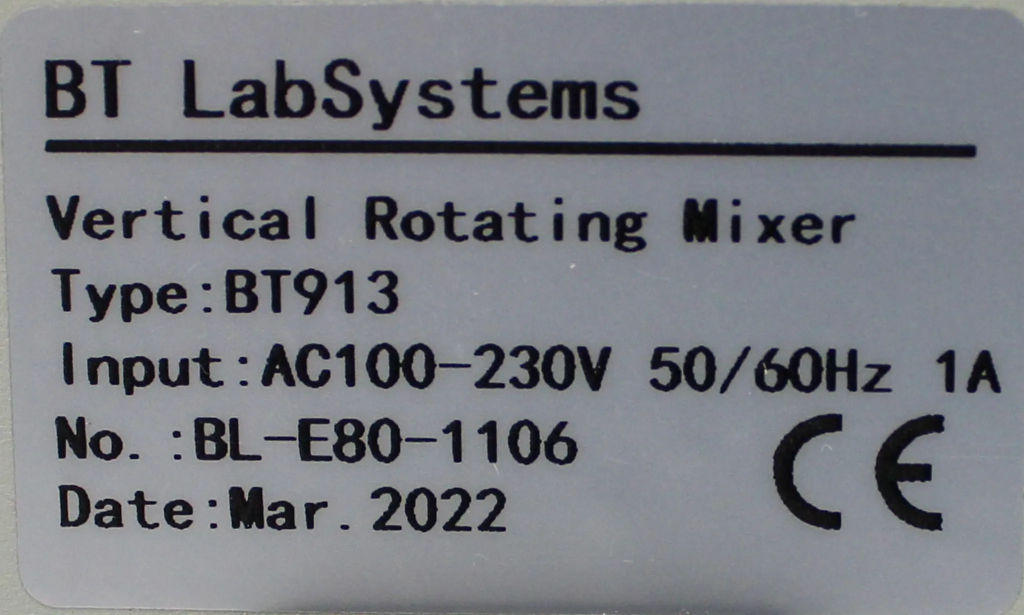 BT Lab Systems BT913 Vertical Rotating Mixer