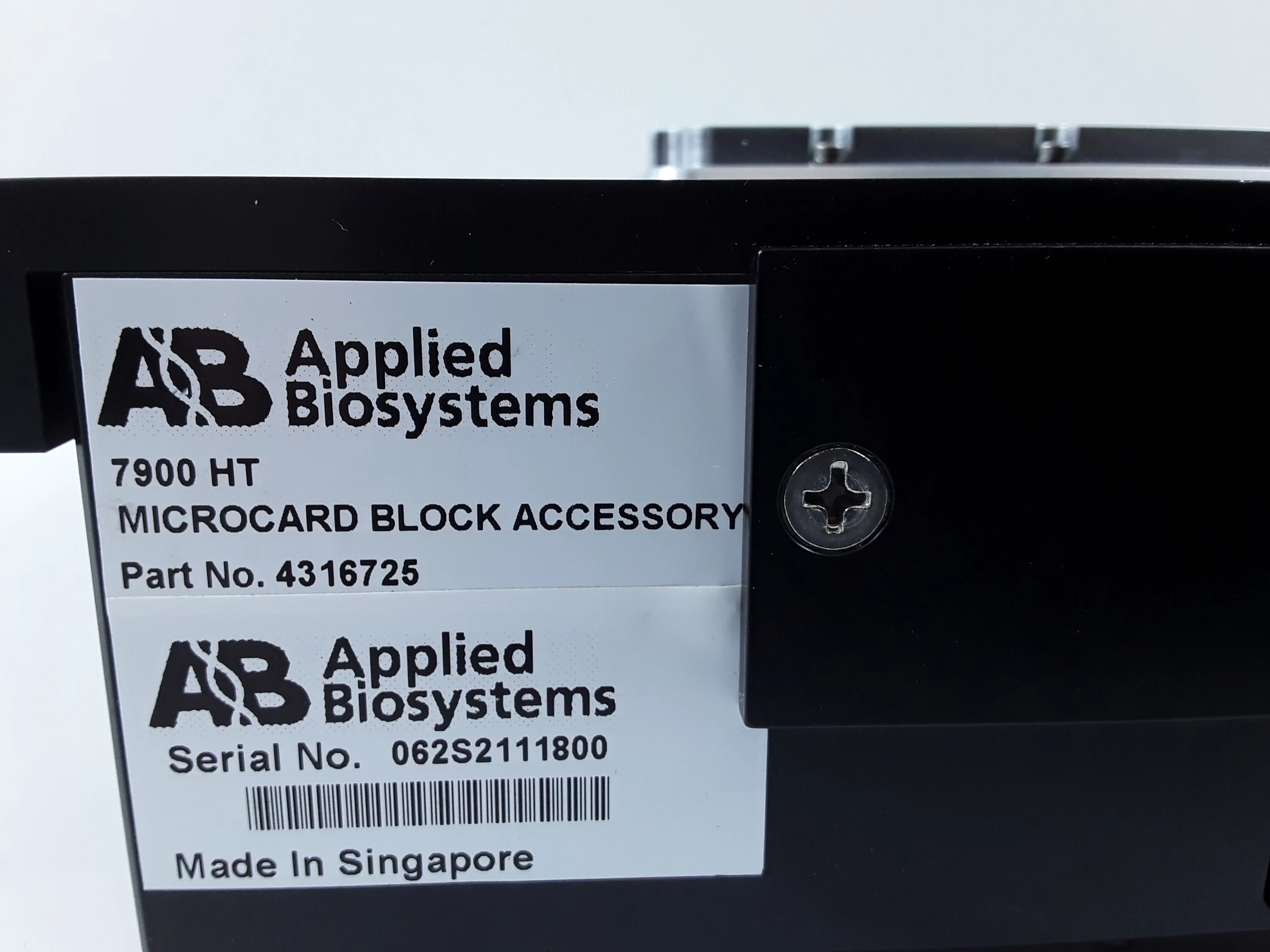 Applied Biosystems 7900HT Microcard Block Accessery Part# 4316725