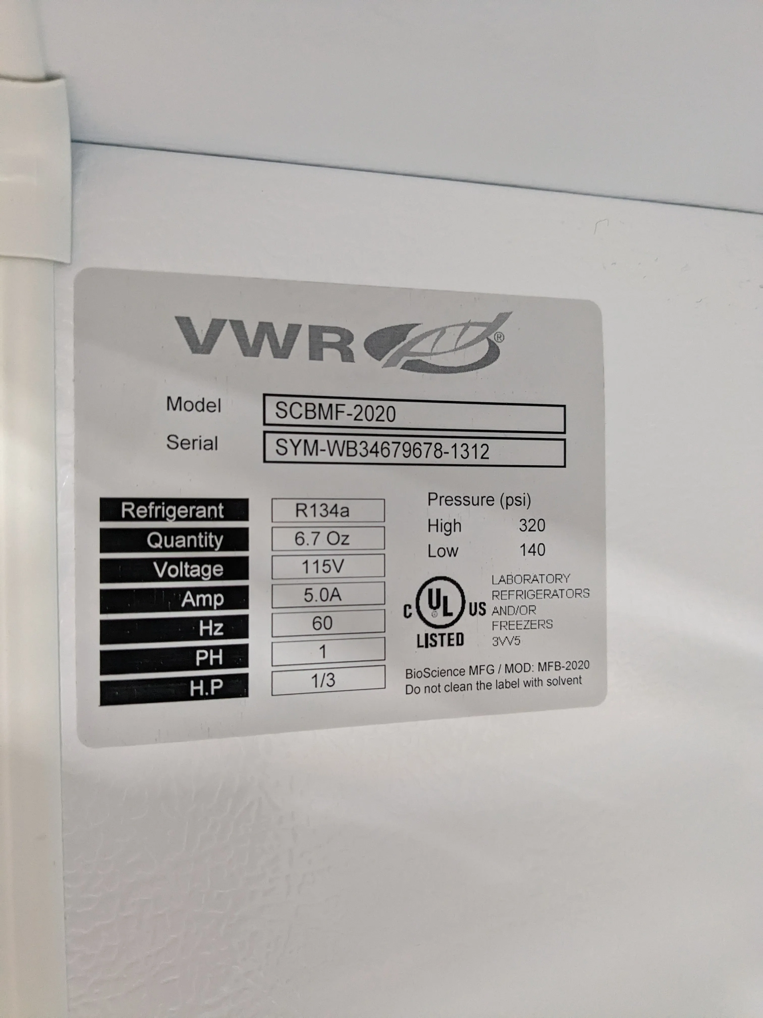 VWR SCBMF-2020 -20 Freezer