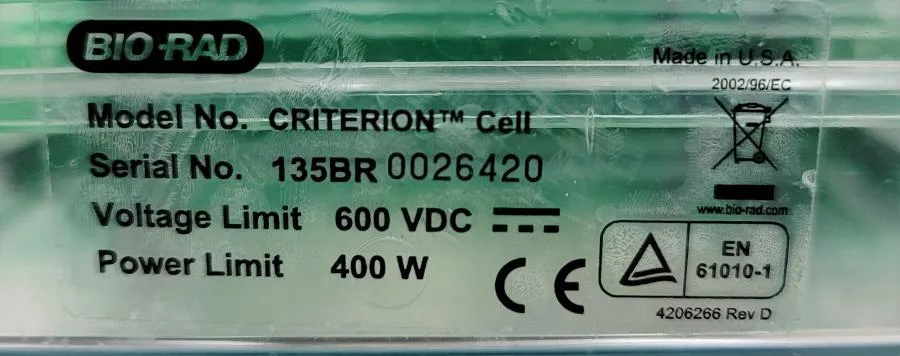 Bio Rad Criterion Cell Electrophoresis Unit