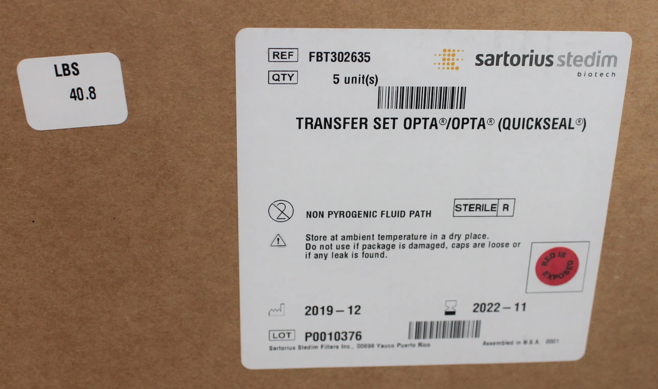 Sartorius Transfer Set Opta/Opta (Quickseal) - 5 Units Per Box