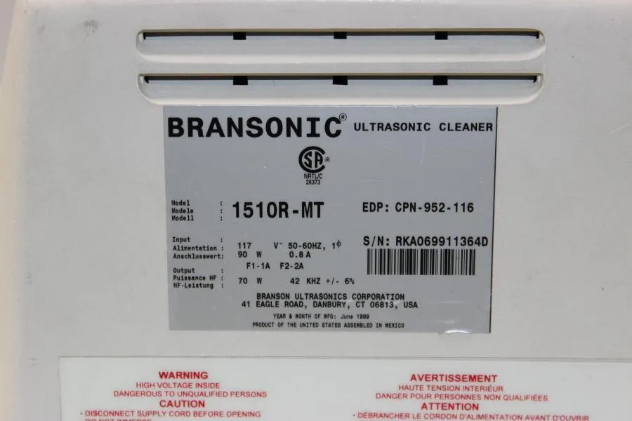 Branson Ultrasonic Cleaner 1510R-MT