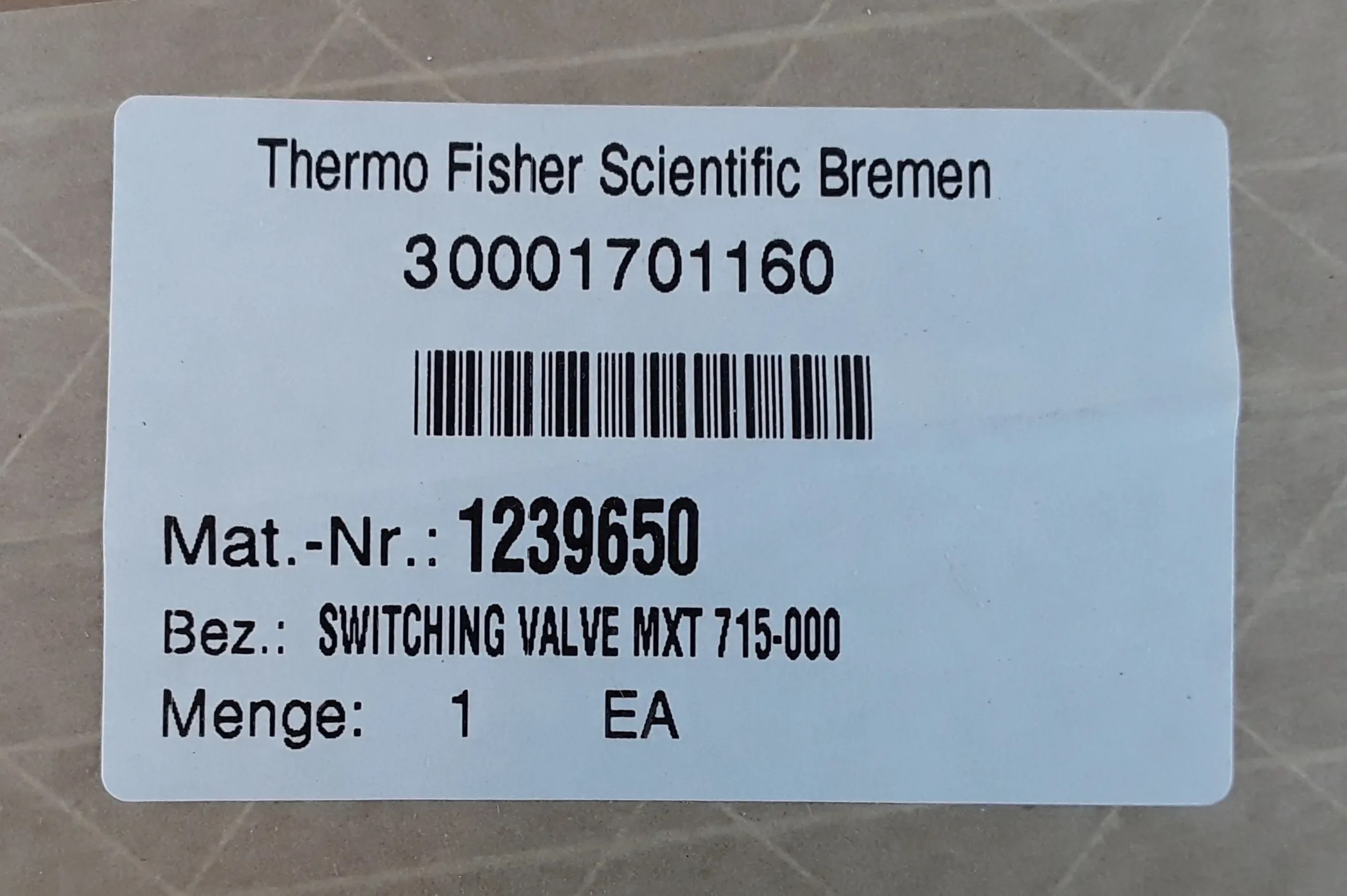 Thermo Fisher Switching Valve MXT 715-000 | New Other | 30-Day Warranty