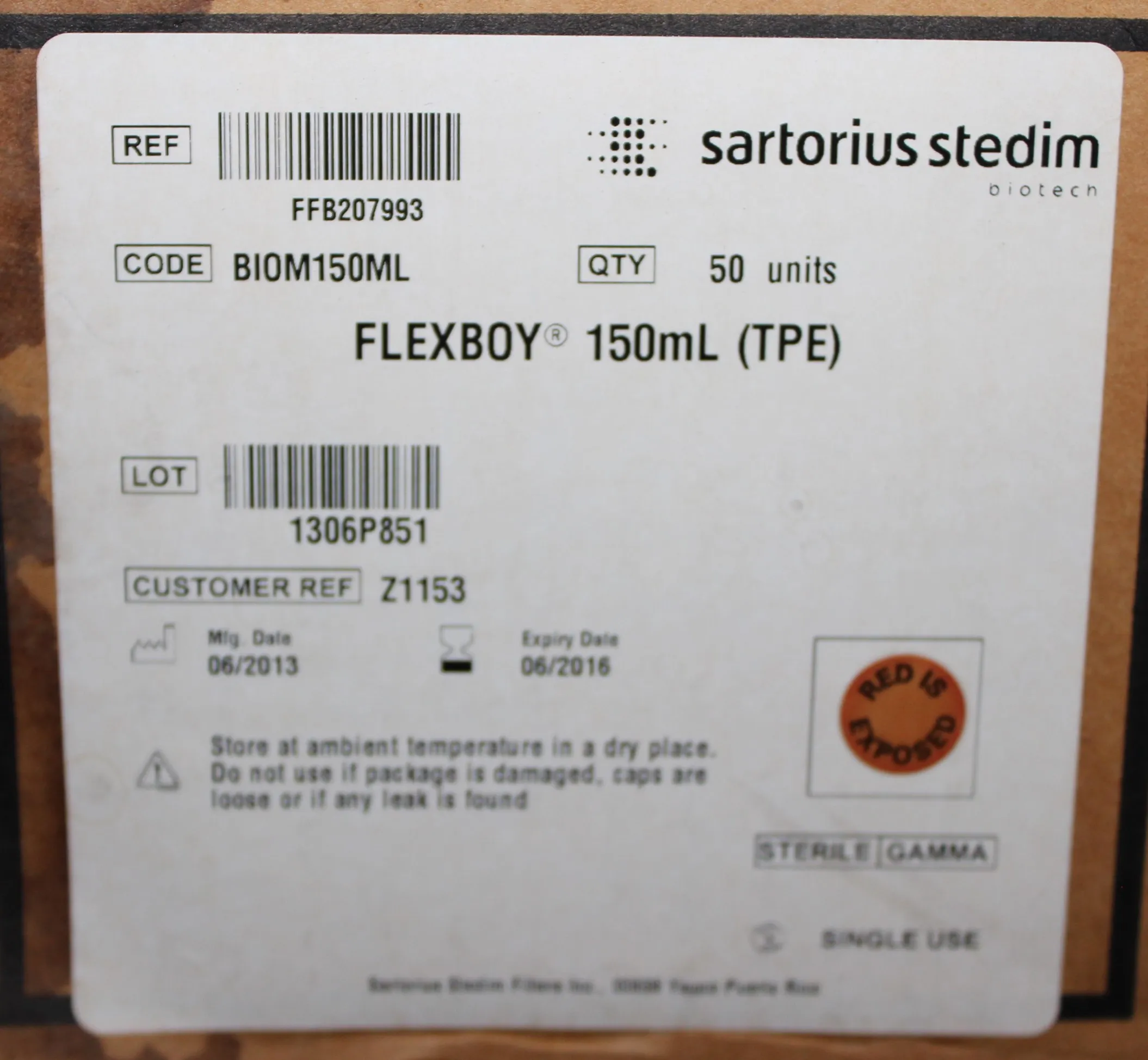 Sartorius Flexboy Bioprocessing Bags 150mL Pack of 50