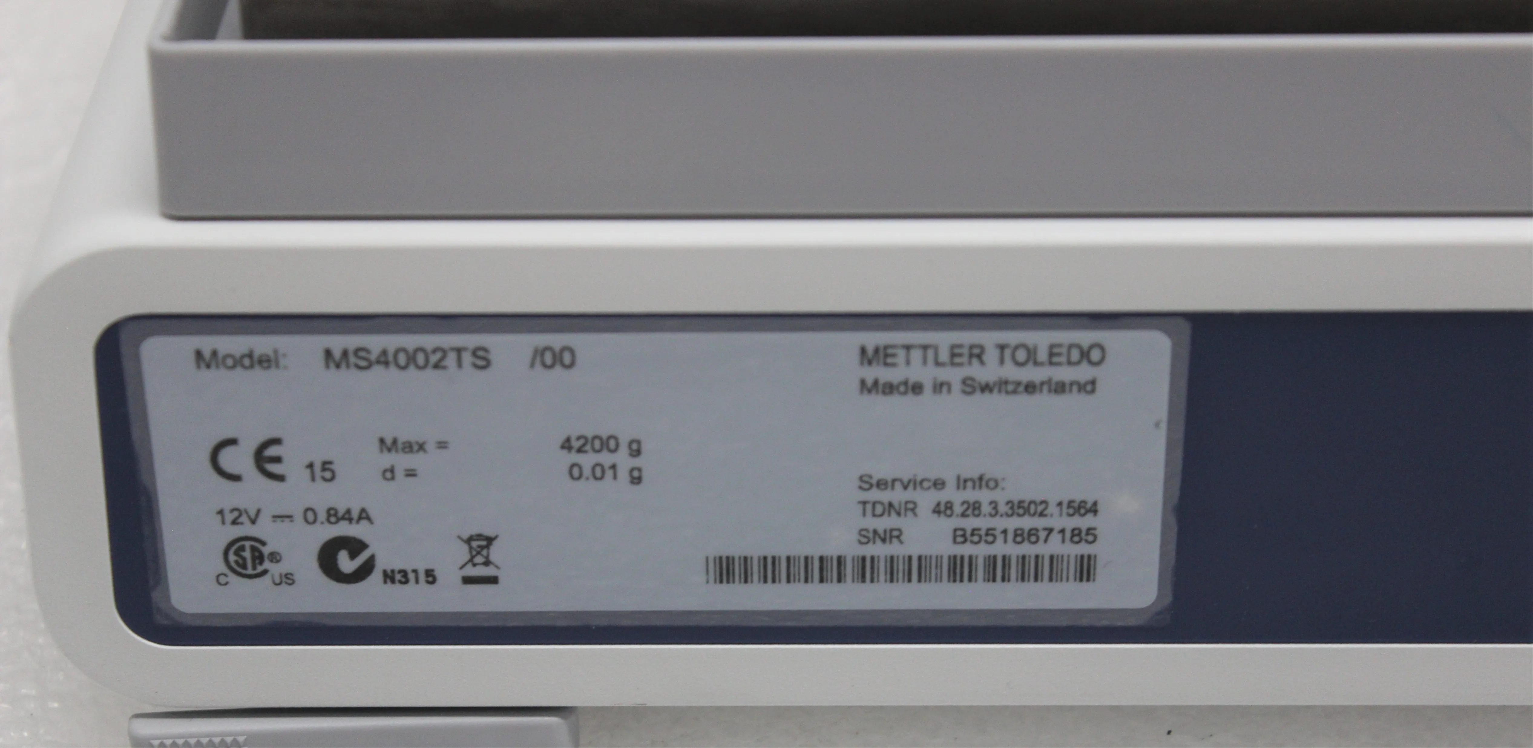 Mettler-Toledo MS4002TS/00 Analytical Balance - Used