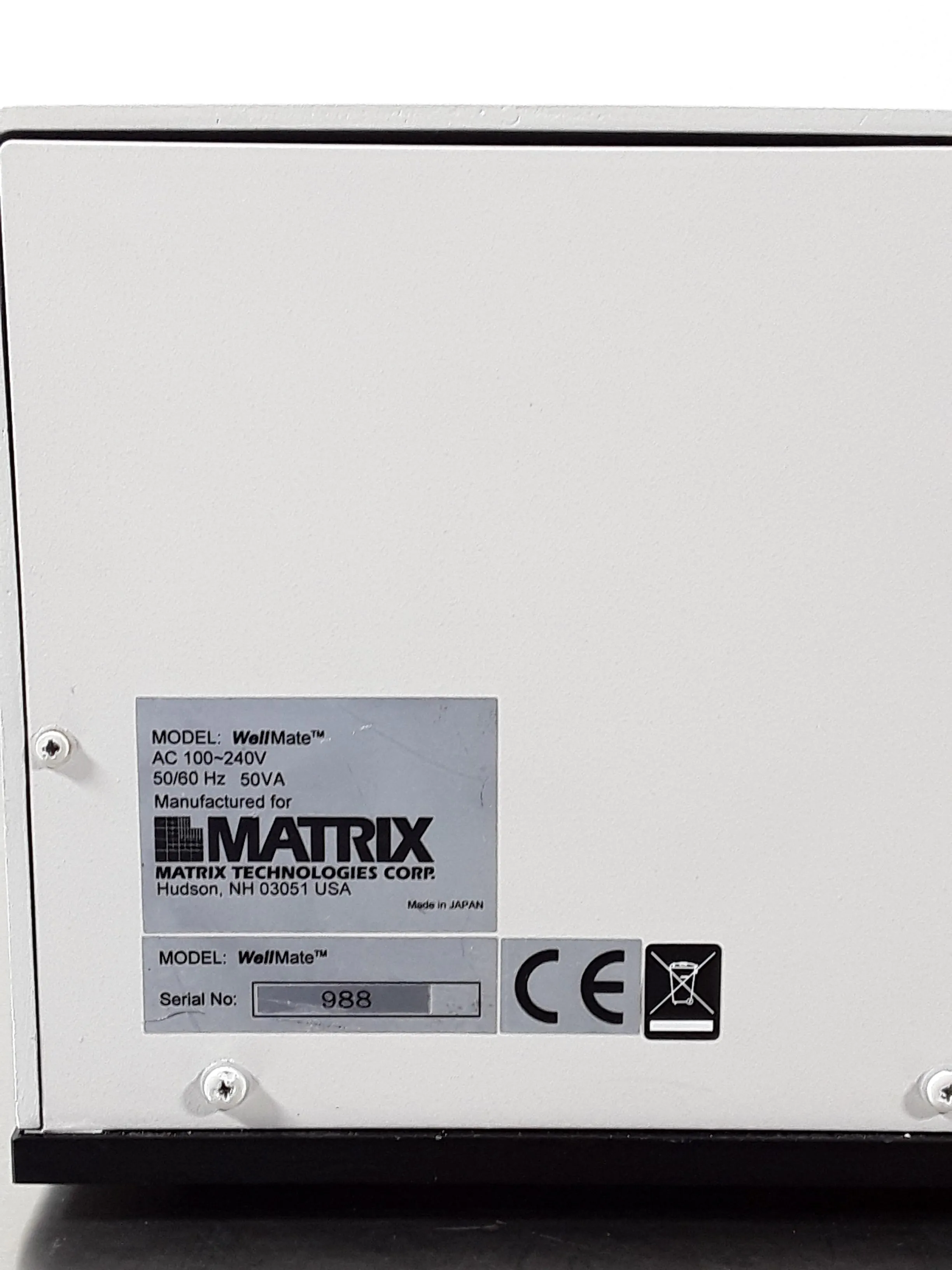 Matrix Well Mate 8-Channel Dispenser Liquid Handling Unit 240V Used Lab Equipment 988