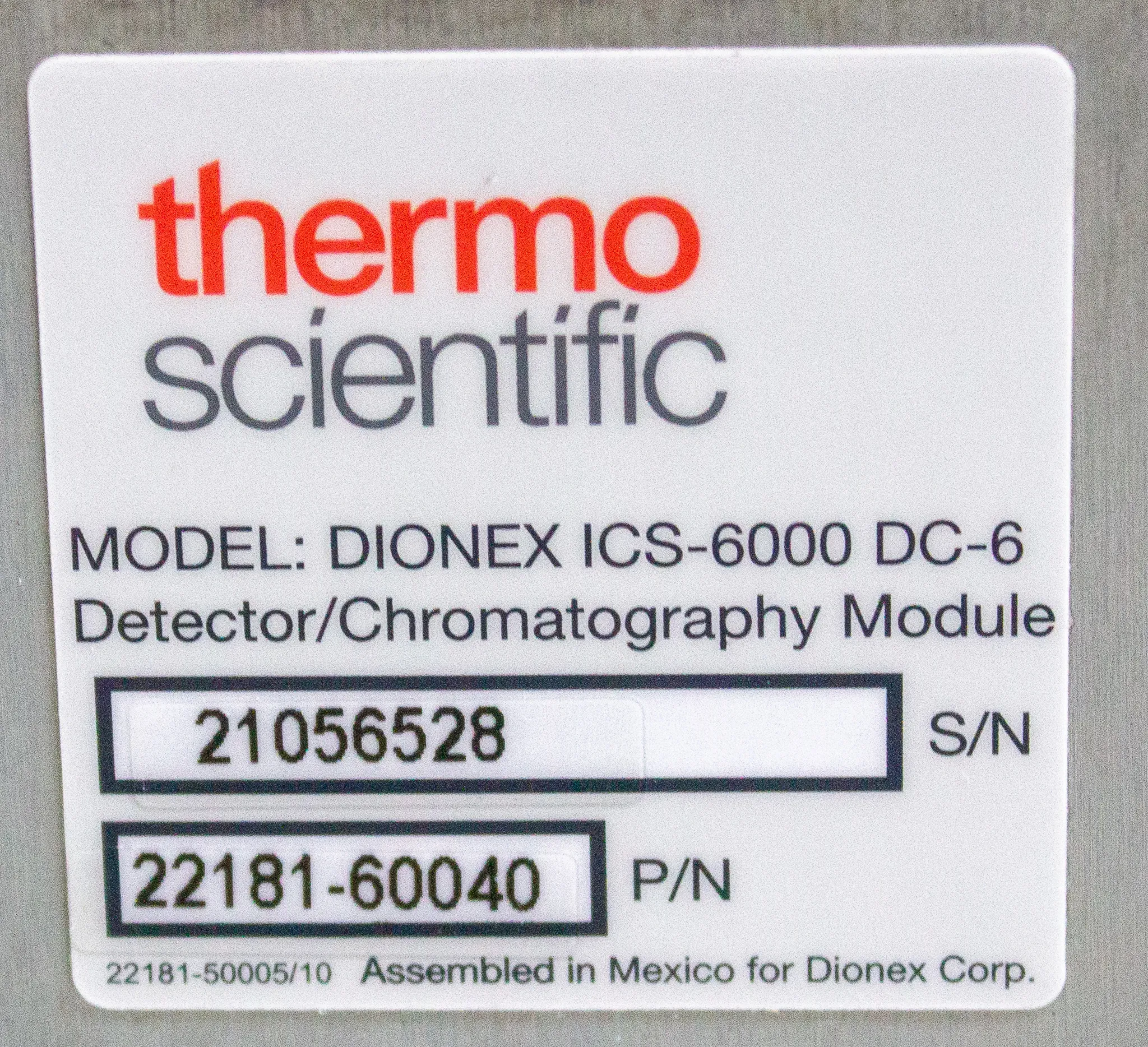 Thermo Dionex ICS-6000 DC Detector/Chromatography Module P/N 22181-60040