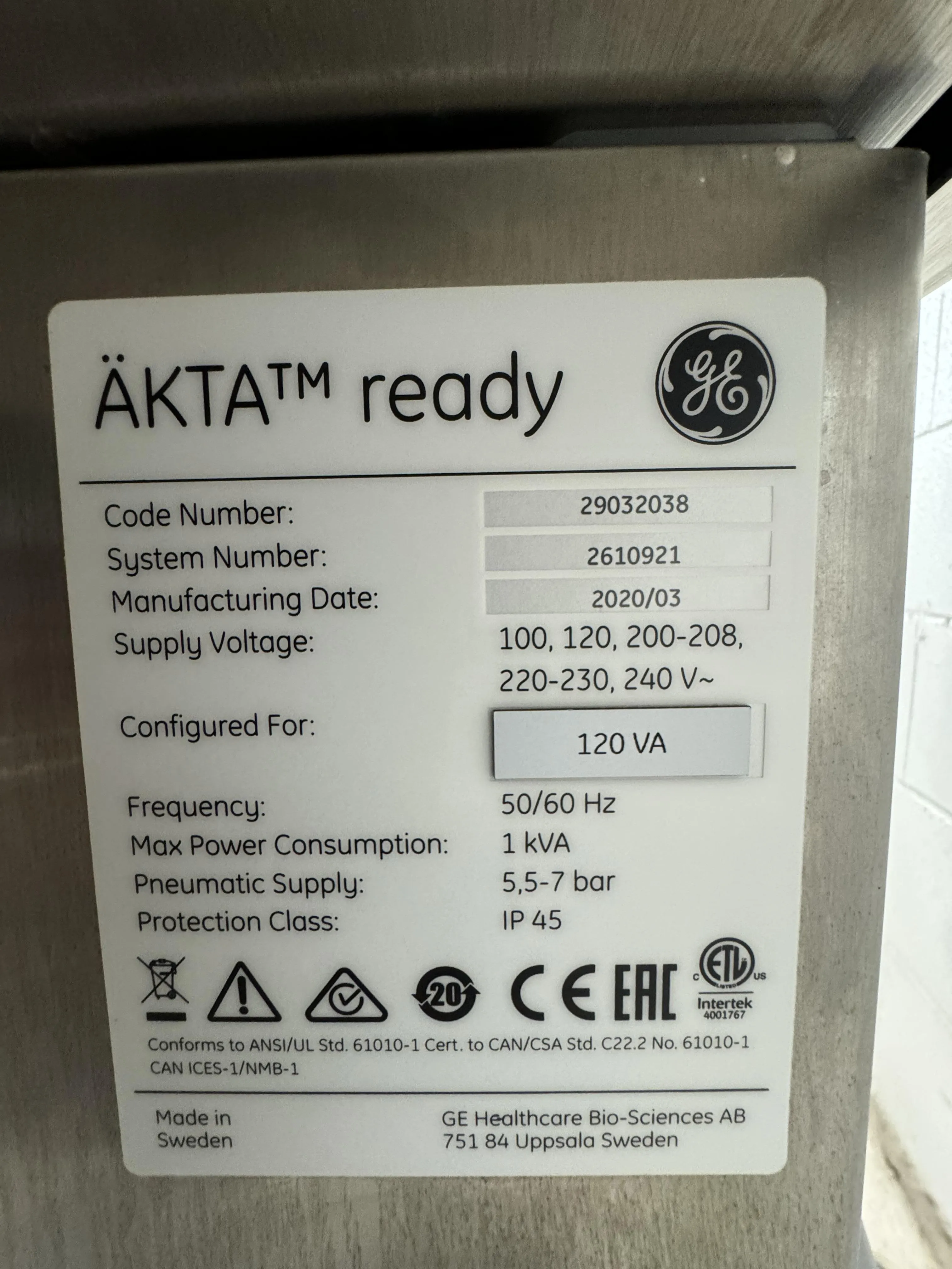 GE AKTA Ready Single Use System 29032038