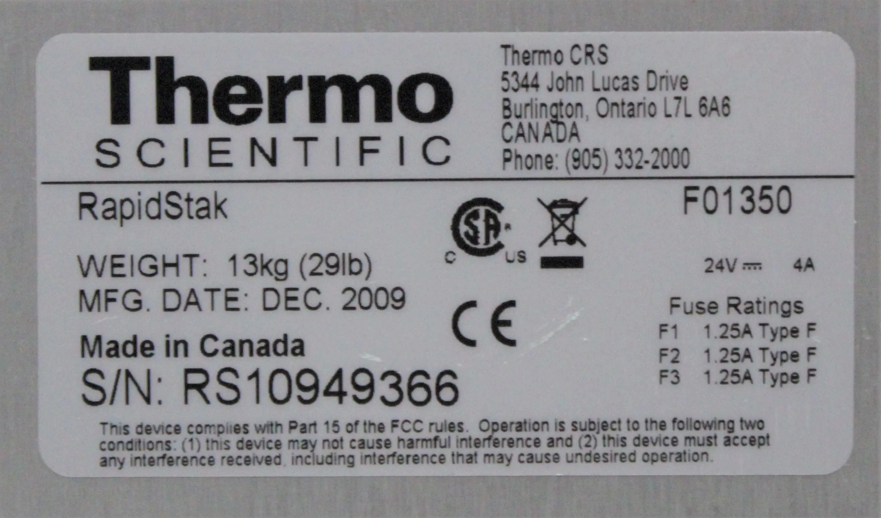 Thermo Scientific RapidStak F01350 Plate Washer