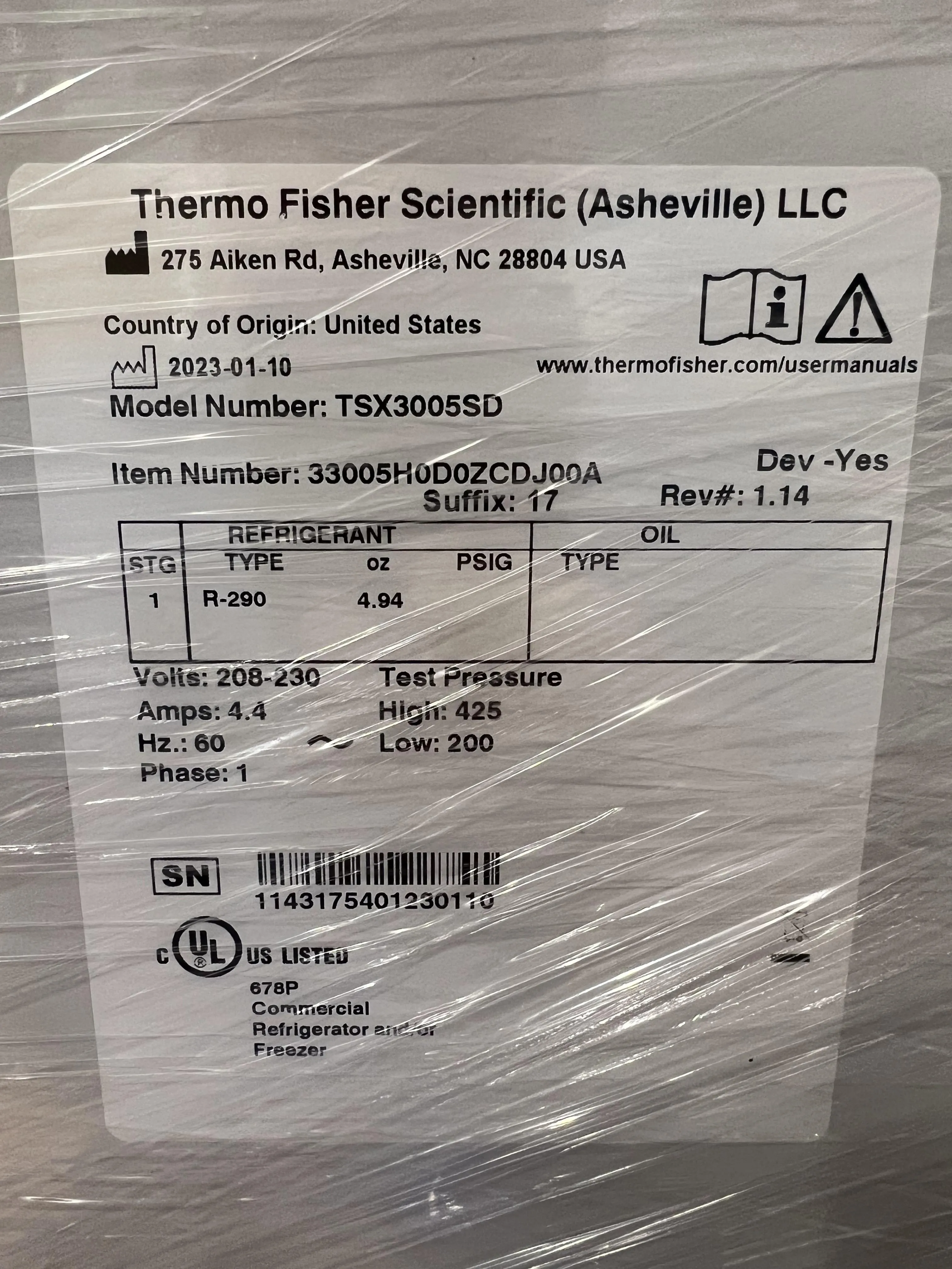 Thermo Fisher Scientific TSX3005SD Lab Refrigerator