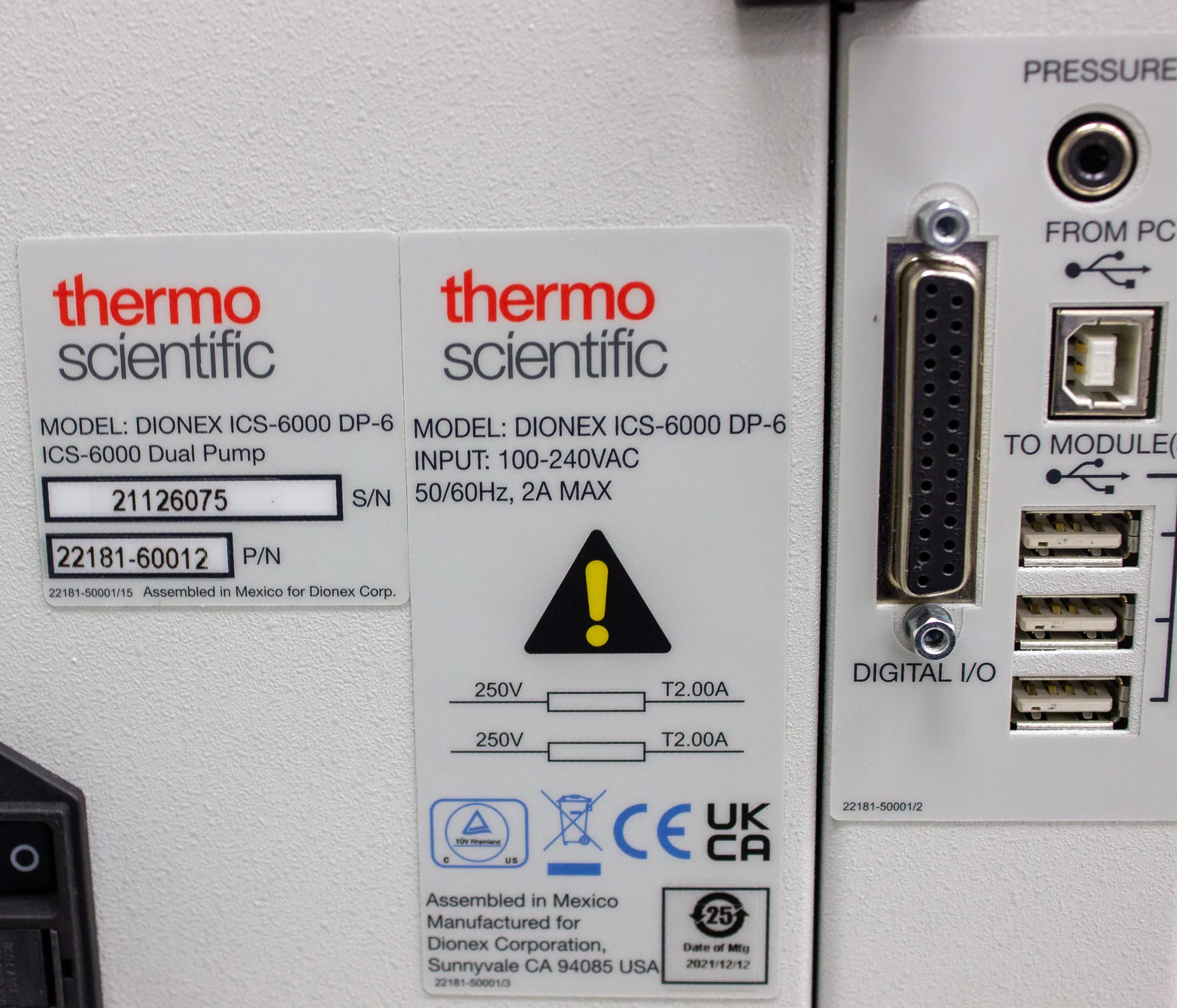 Thermo Scientific Dionex ICS-6000 DP-6 Dual Pump P/N 22181-60012