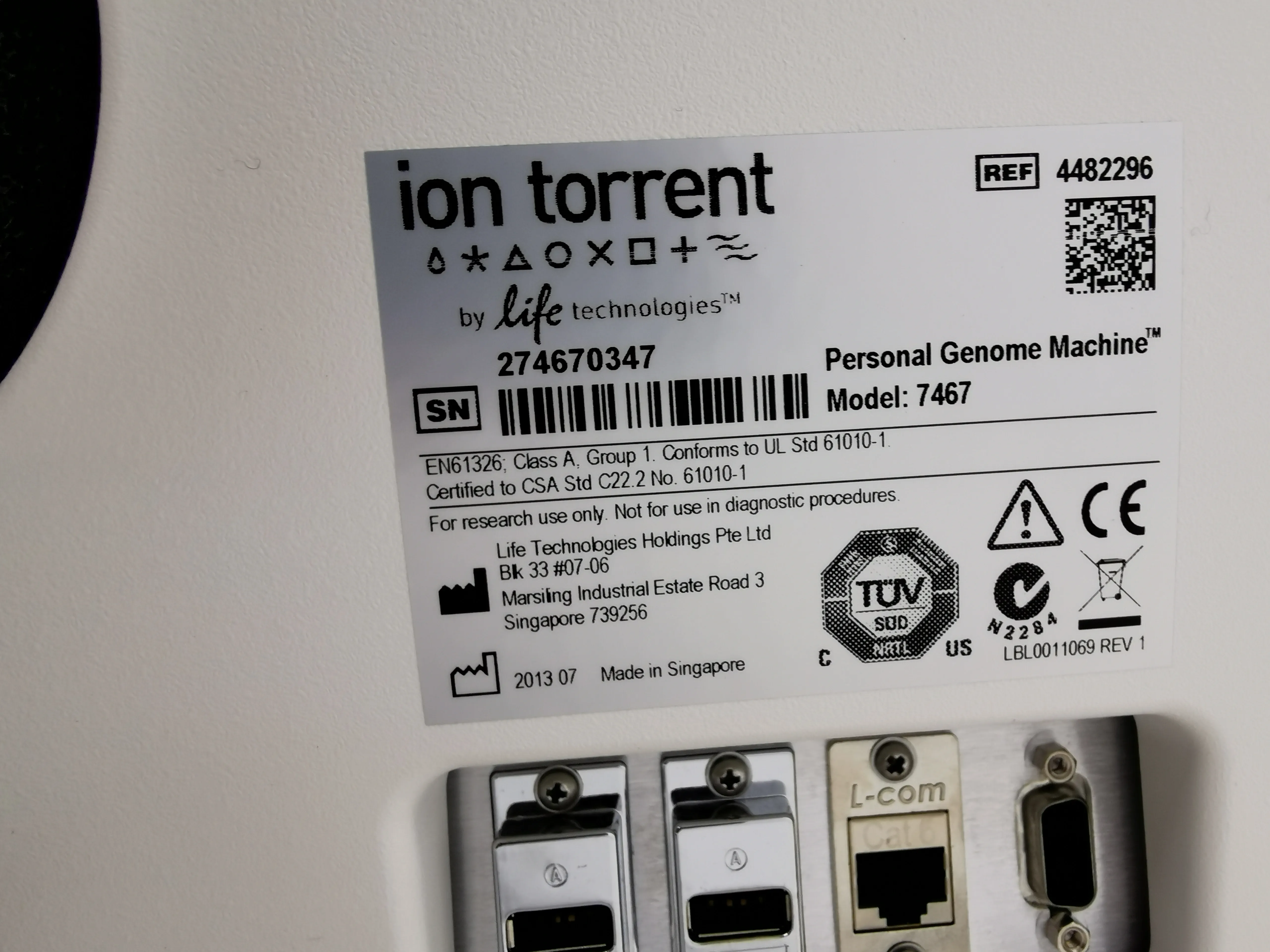 Ion Torrent 7467 Personal Genome PGM System