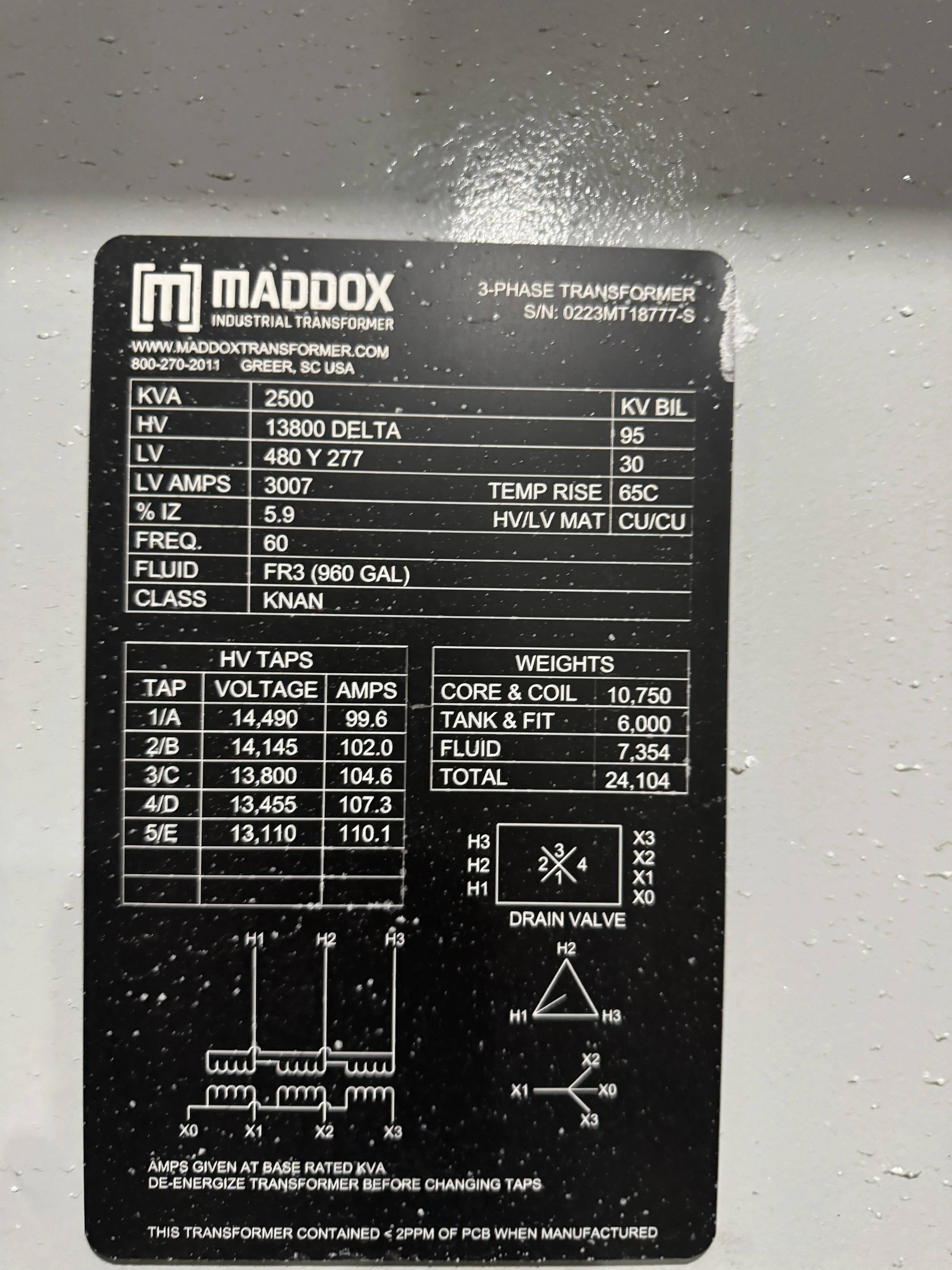 Maddox 3 Phase Transformer 300 kVA - 25,000 kVA, 115kV