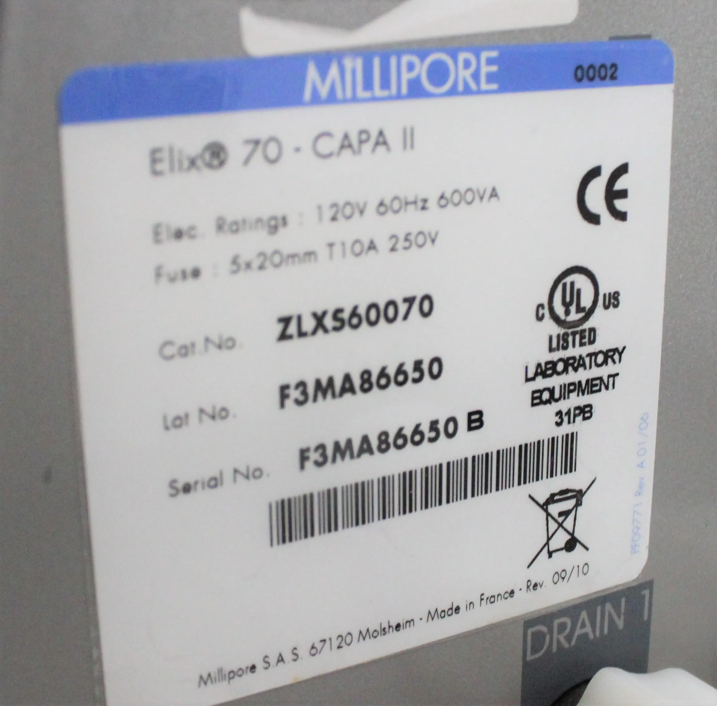 Millipore Elix 70 Water Purification System, Used, 30-Day Warranty