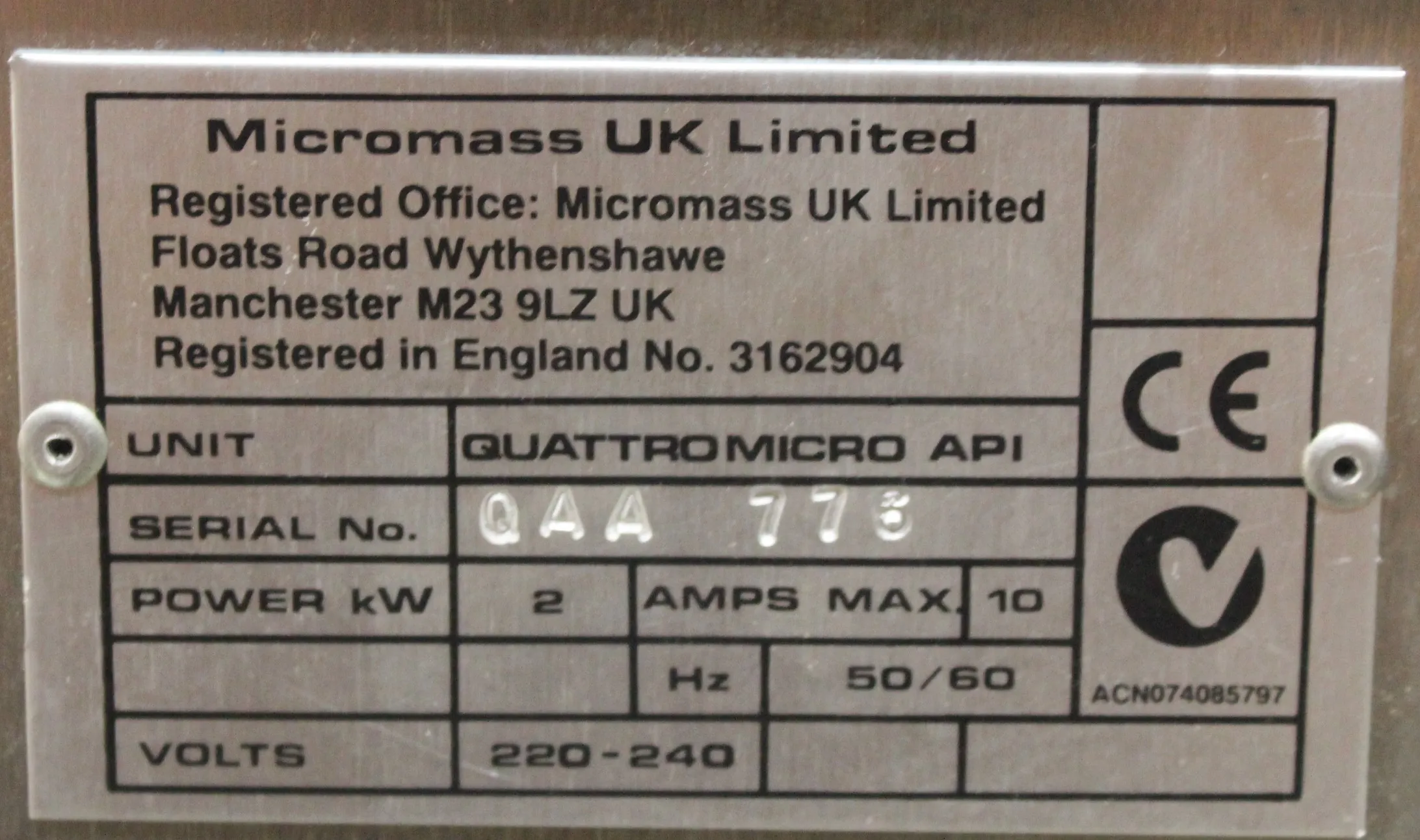 Micromass Quattro Micro API LC-MS System