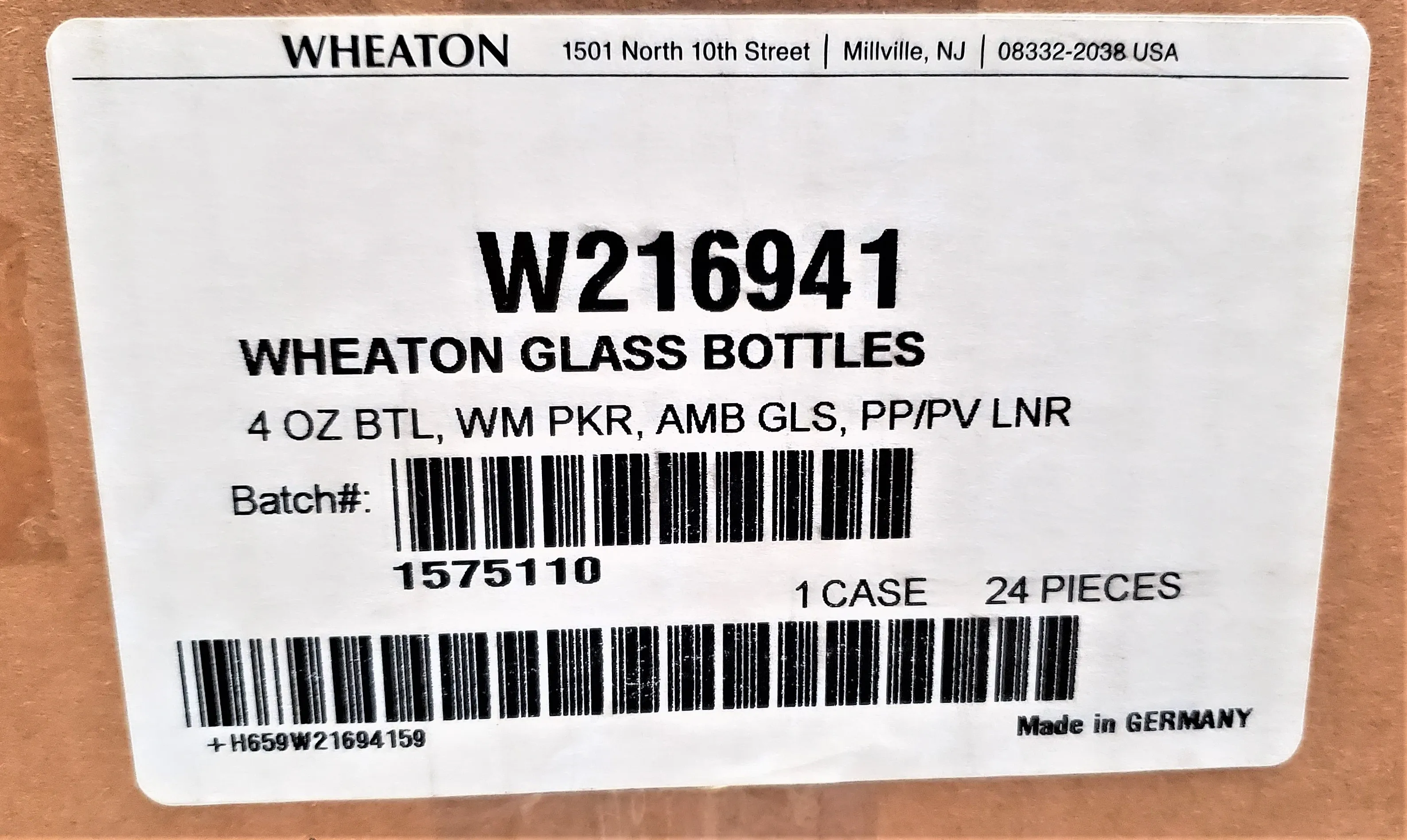 Wheaton Instruments 4 oz. Amber Glass Bottles W216941 Case of 24