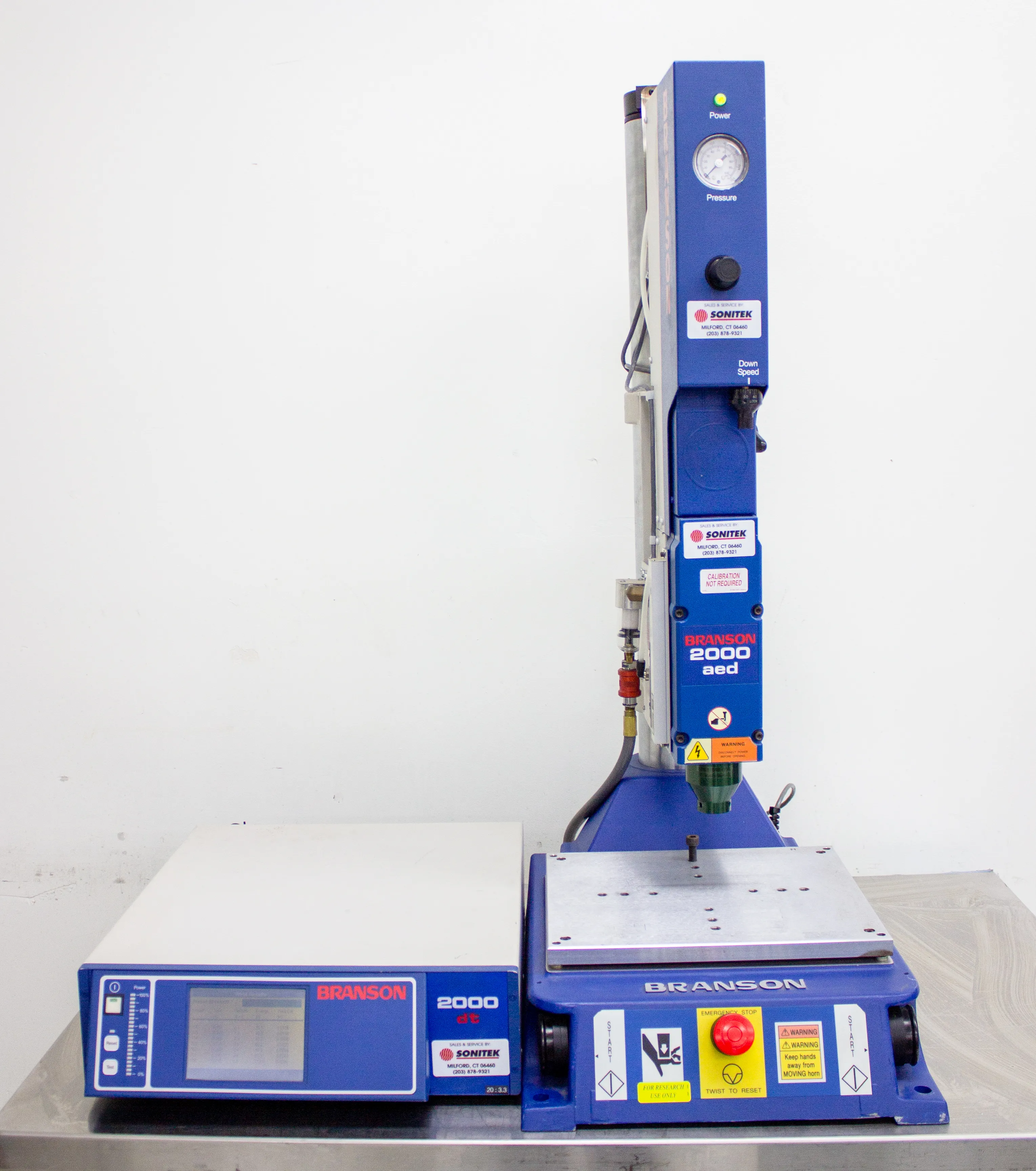 Branson Ultrasonic Welding System 2000AED Actuator w/ 2000DT Power Supply