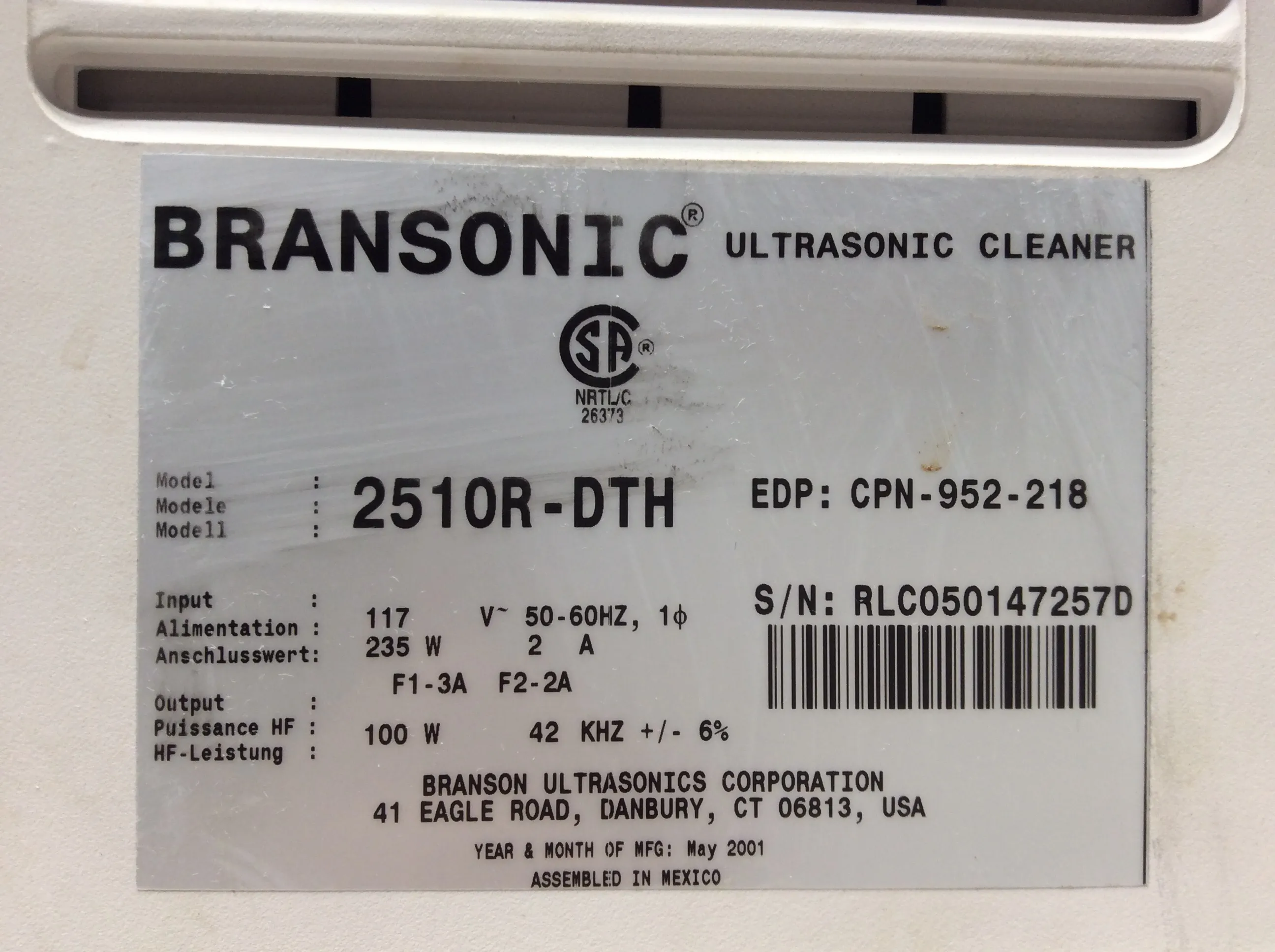 Branson 2510 Ultrasonic Cleaner - Used, Good Working Order