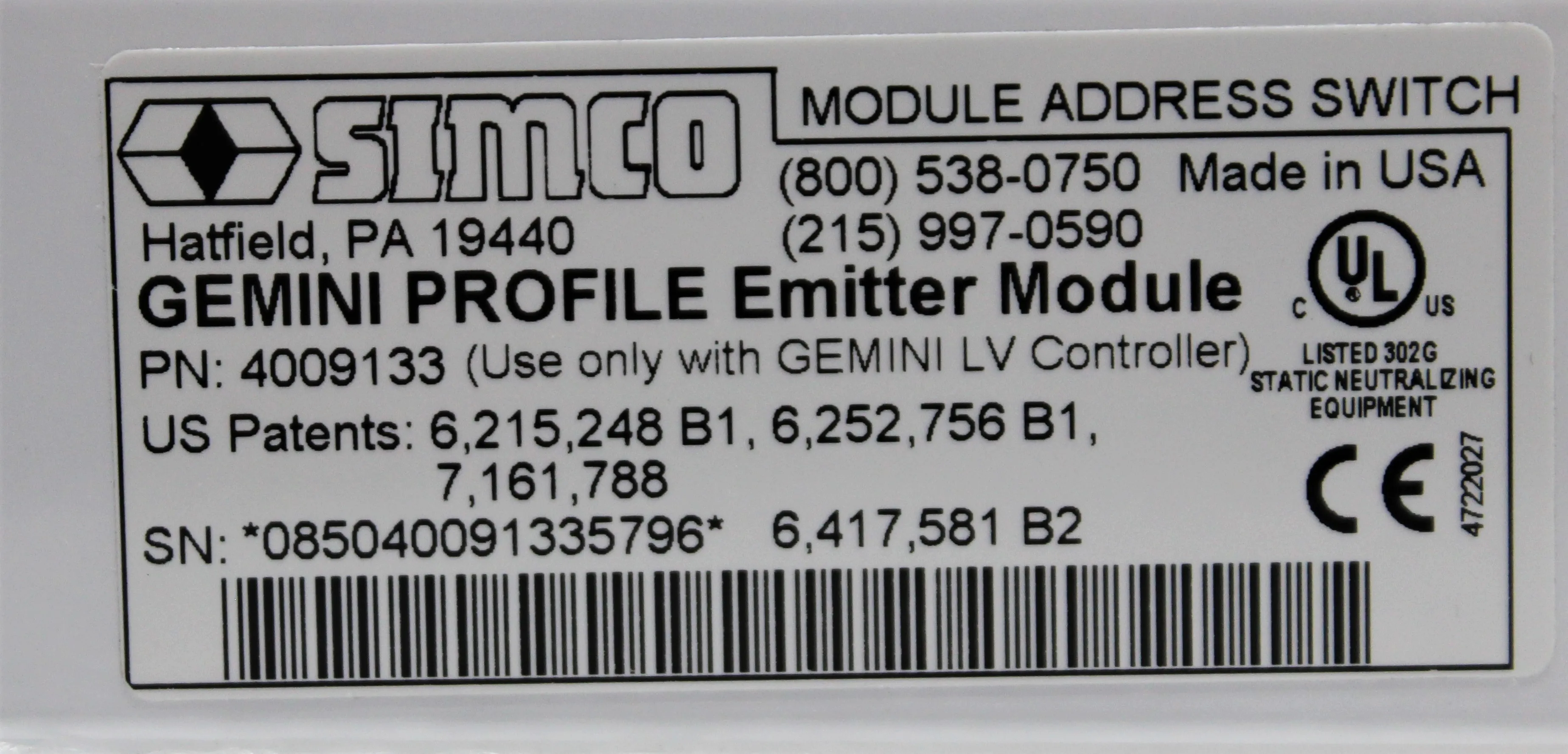 Simco Gemini Profile Emitter Module System - Class 2 Used Laboratory Equipment