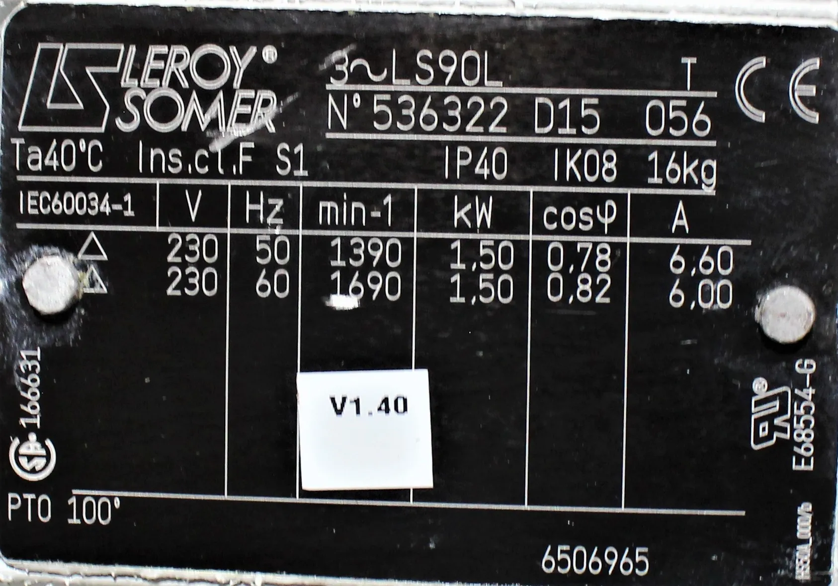 Leybold Sogevac SV40/65 BI FC Vacuum Pump With 220V, 60Hz US Voltage