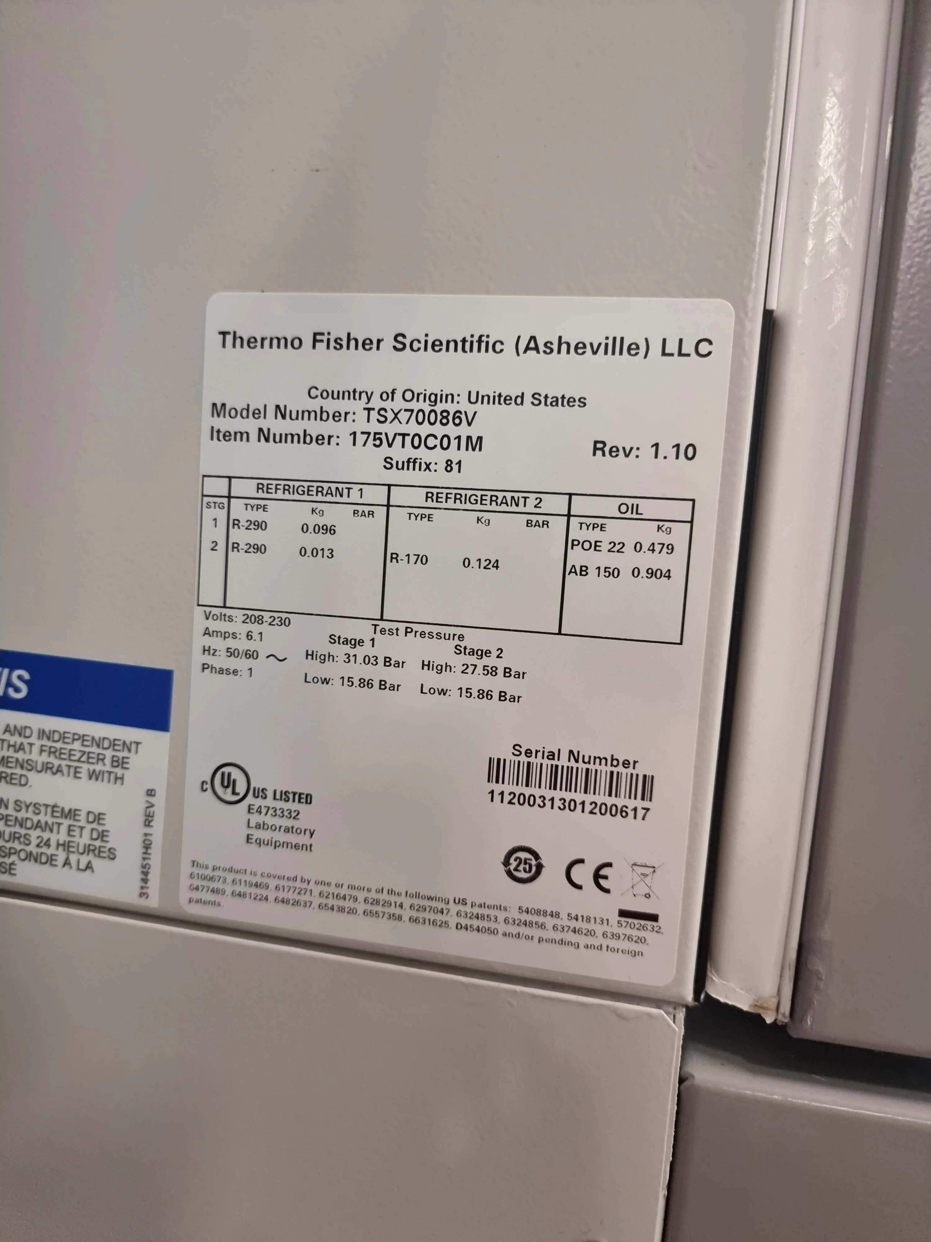 Thermo Scientific TSX70086V Ultra Low Freezer