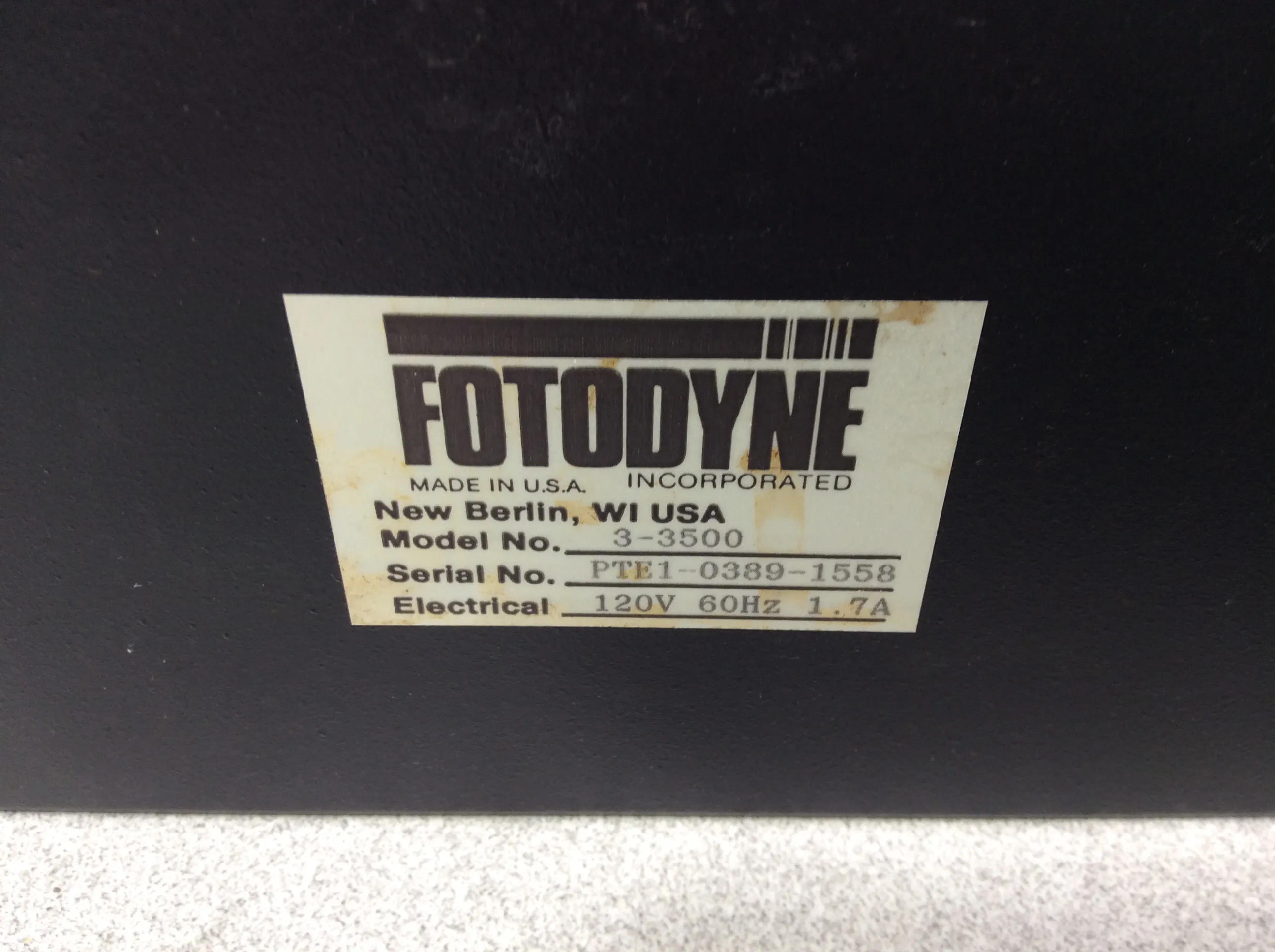 Fotodyne Foto-Prep UV Transilluminator 3-3500 Foto/Prep