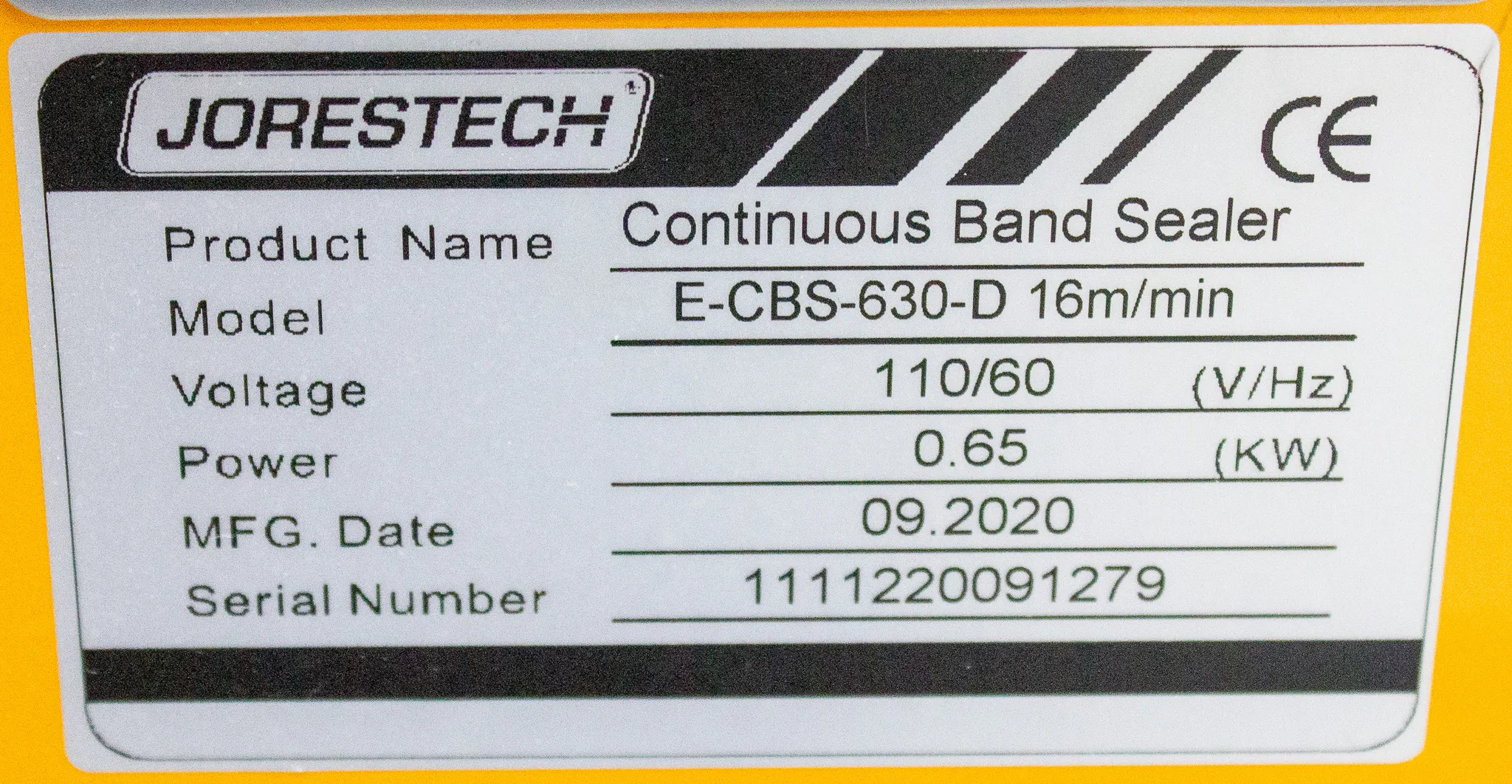 Jorestech Continuous Band Sealer Model E-CBS-630D