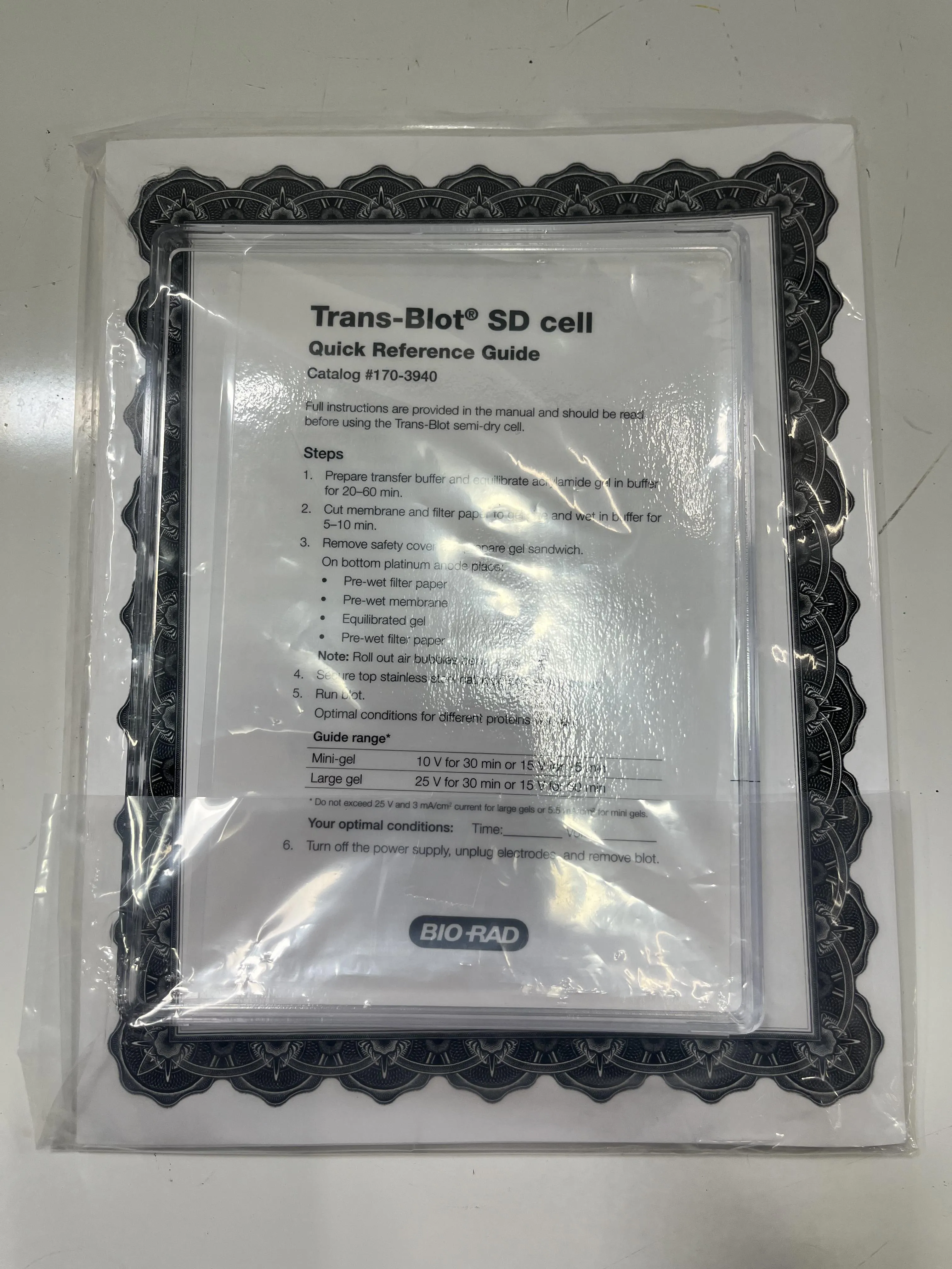 BIO-RAD Trans-Blot SD Cell Electrophoresis System