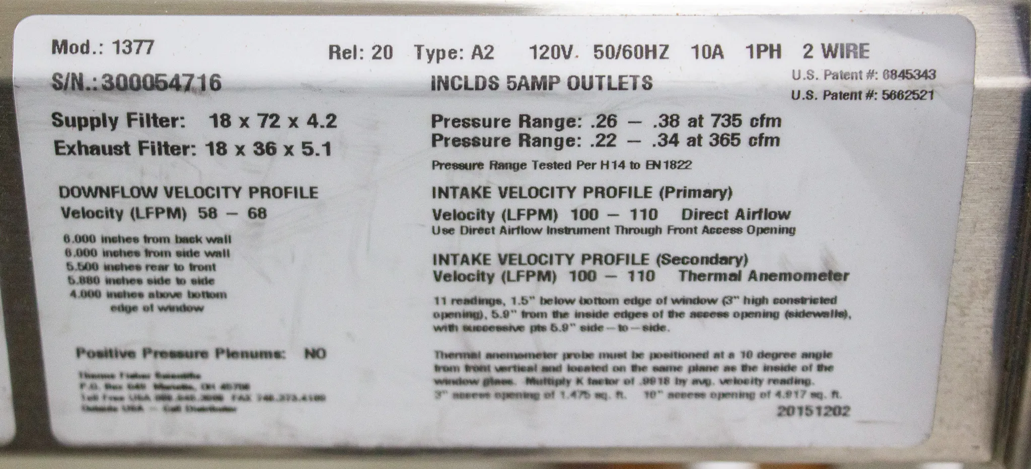 Thermo 1300 Series Class II, Type A2 Biological Safety Cabinet Model 1377