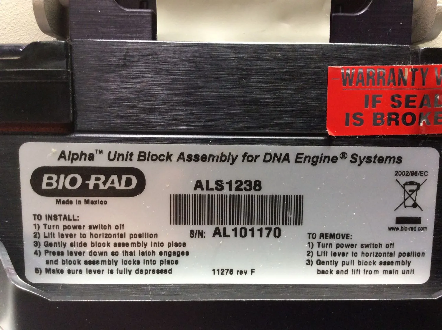 BIO-RAD Alpha Unit Block Assembly for DNA Engine Systems; 384 Well