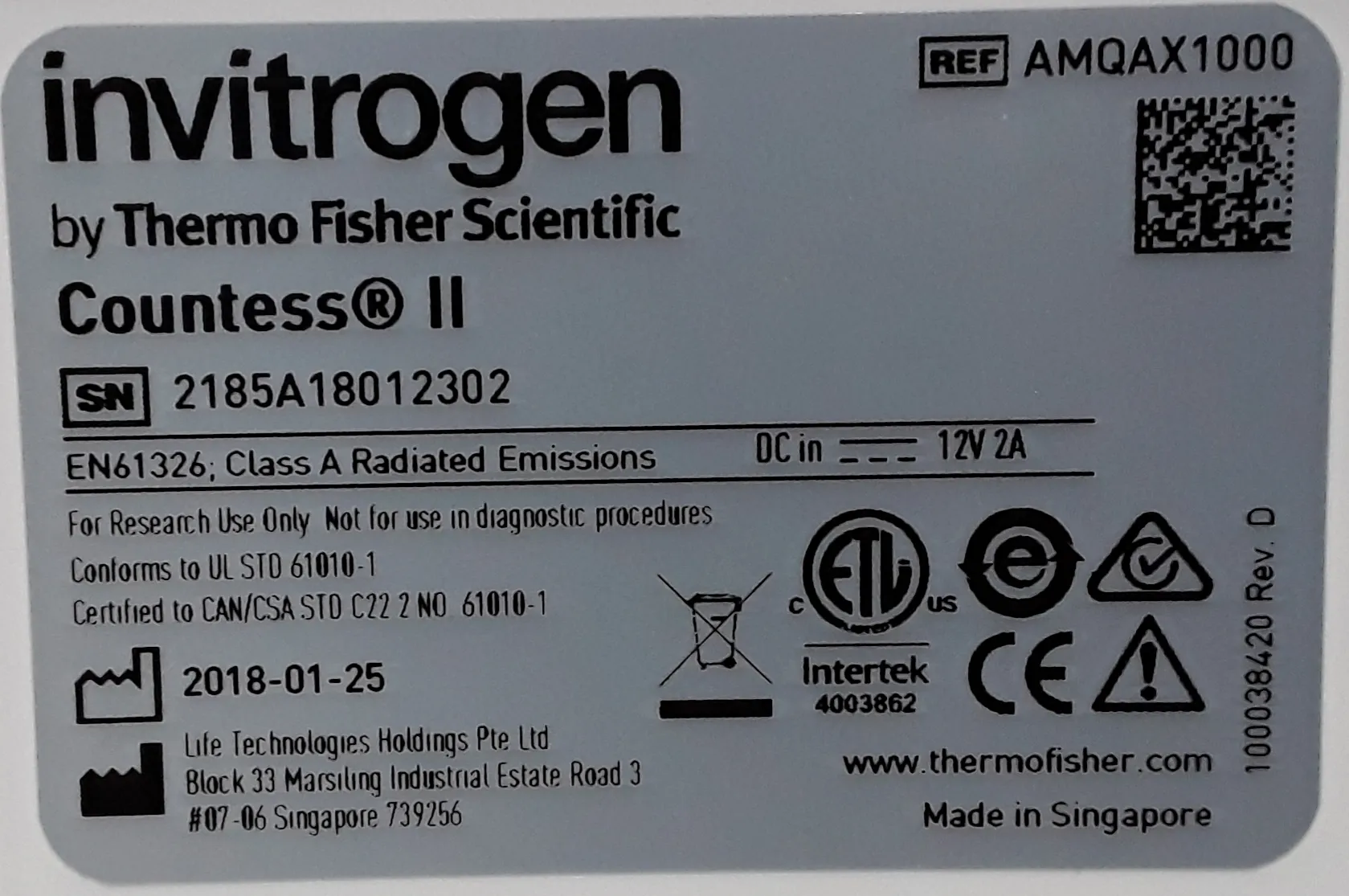 Invitrogen Countess II Automated Cell Counter AMQAX1000