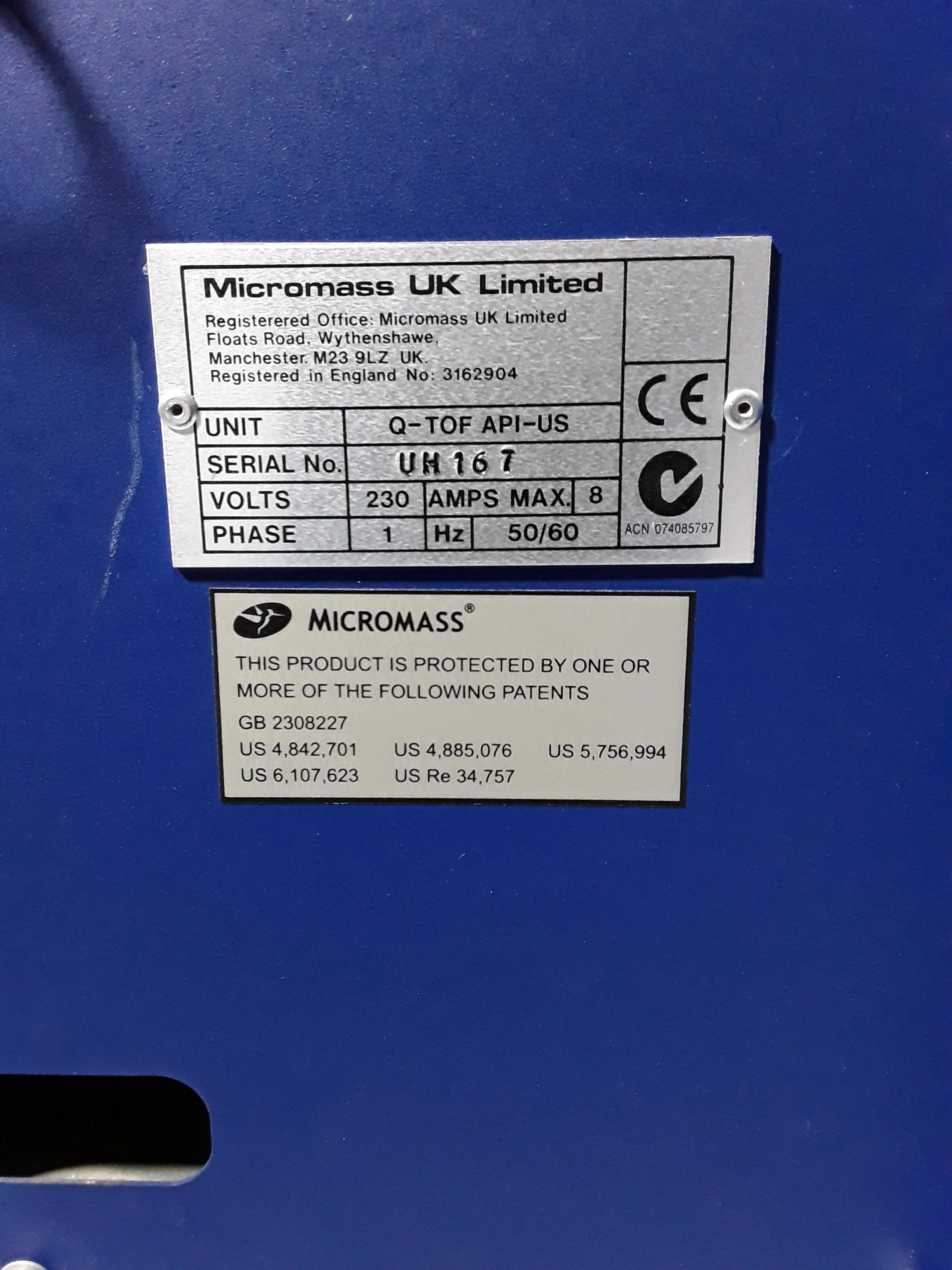 Waters Q-Tof API-US Mass Spectrometer with MS and MS/MS Capabilities