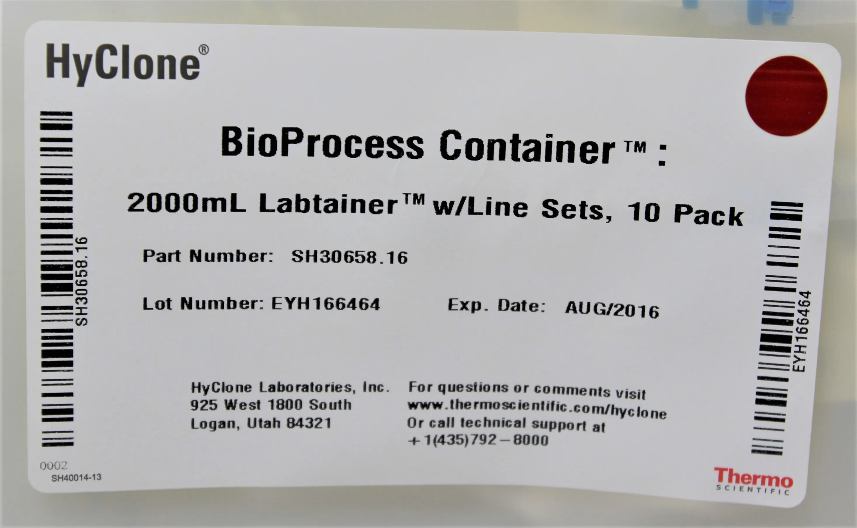 Thermo Scientific Hyclone BioProcess Container 2000mL Labtainer SH30658.16