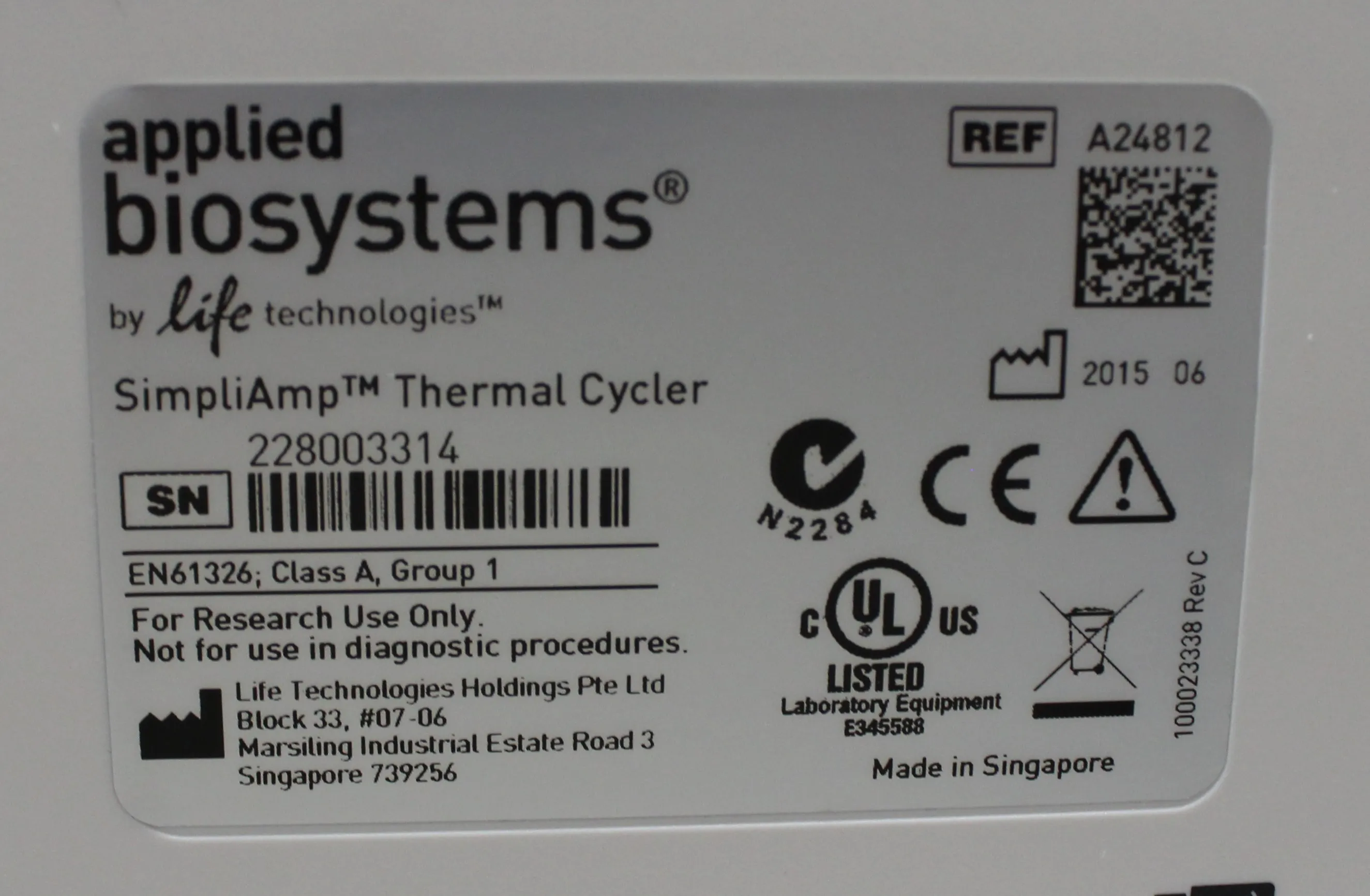 Applied Biosystems SimpliAmp A24812 PCR Thermal Cycler