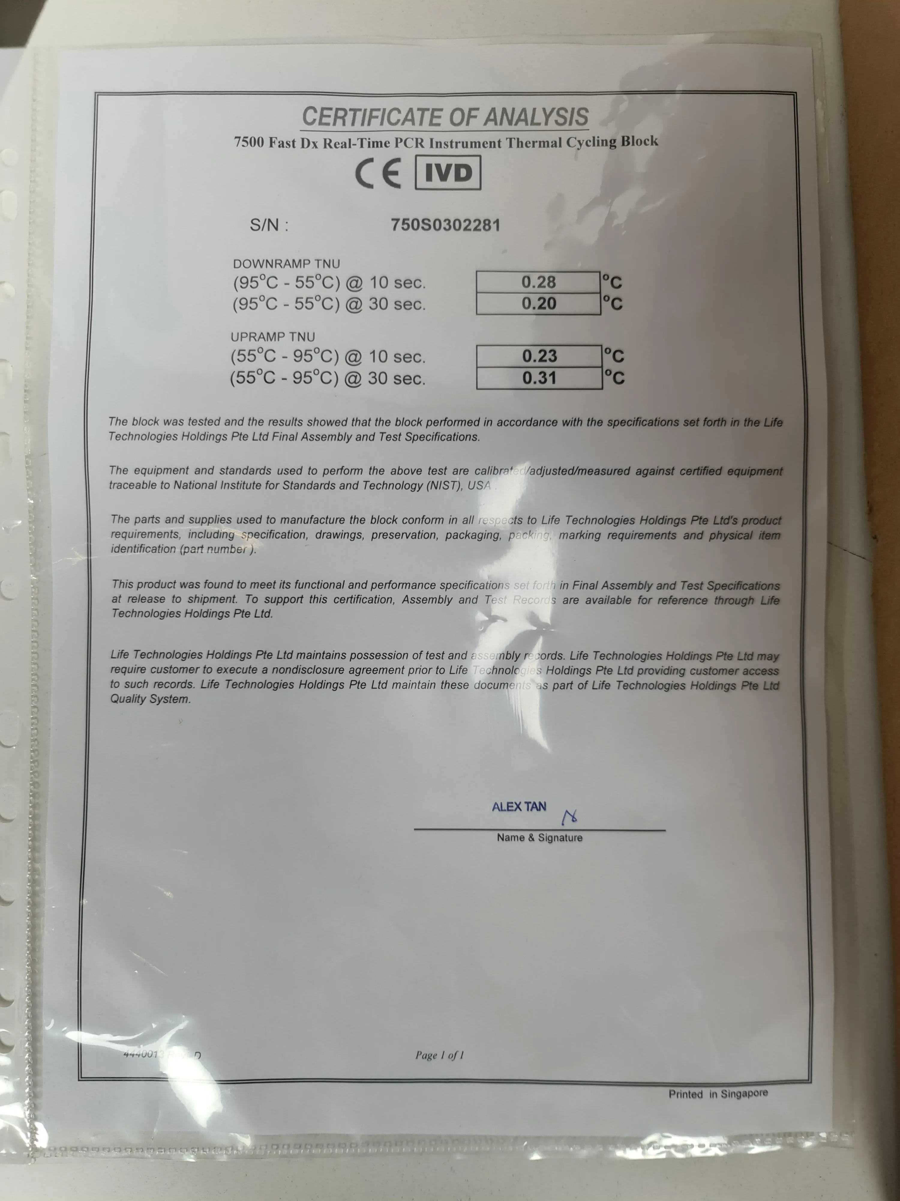 Applied Biosystems Gemini 7300 7500 96-Well Block Assembly Drive 4357903