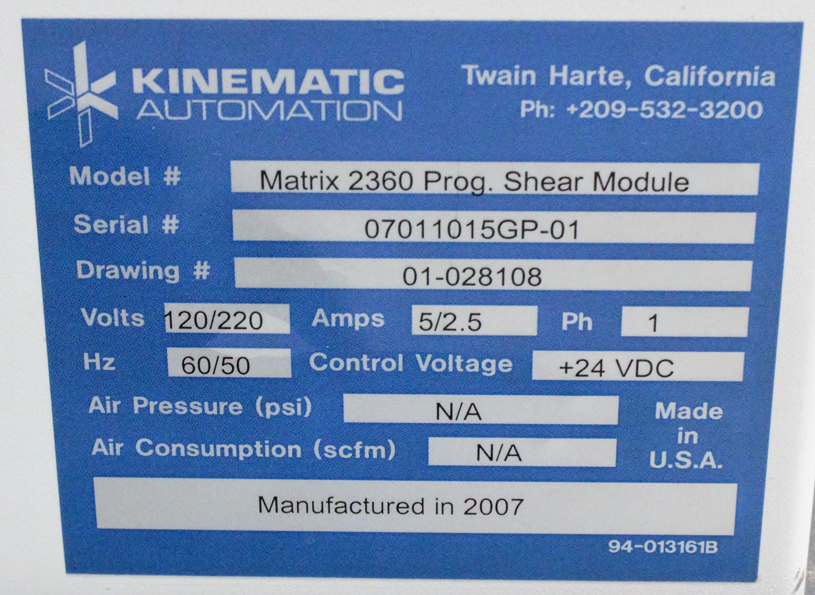 Kinematic Matrix 2360 Prog. Shear Module - Used Laboratory Equipment