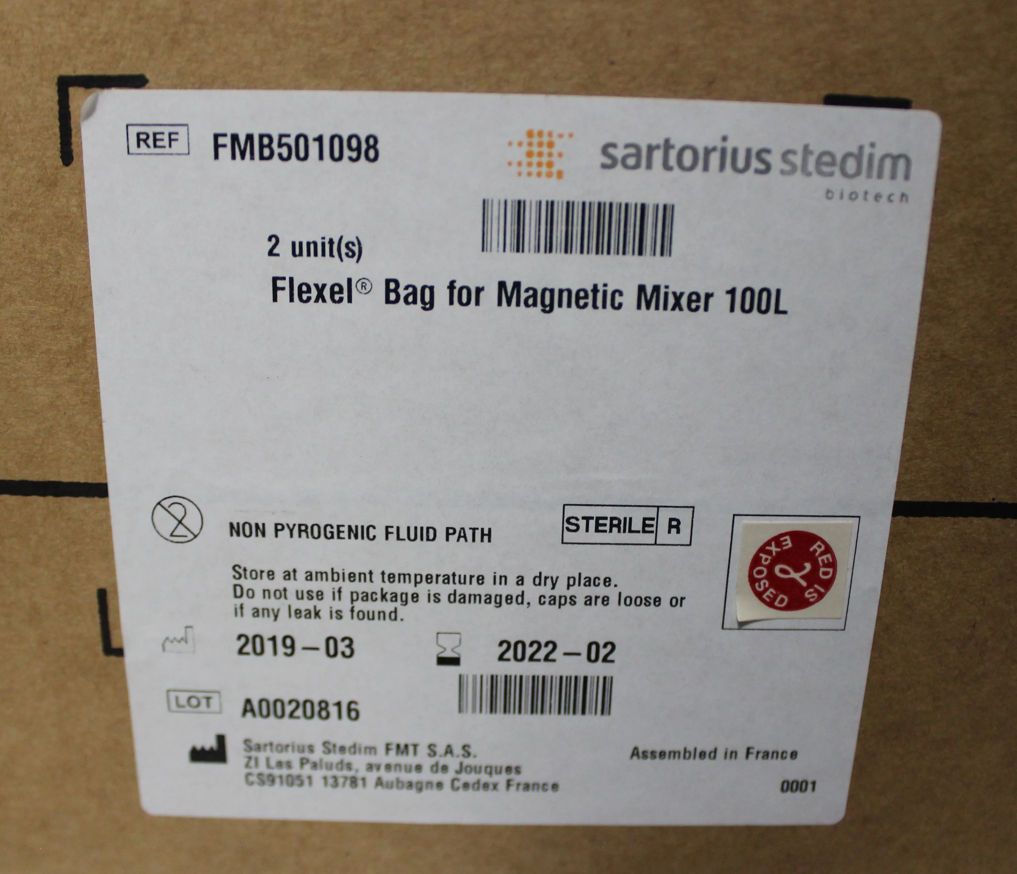 Sartorius Flexel Bag for Magnetic Mixer 100L FMB501098 - New