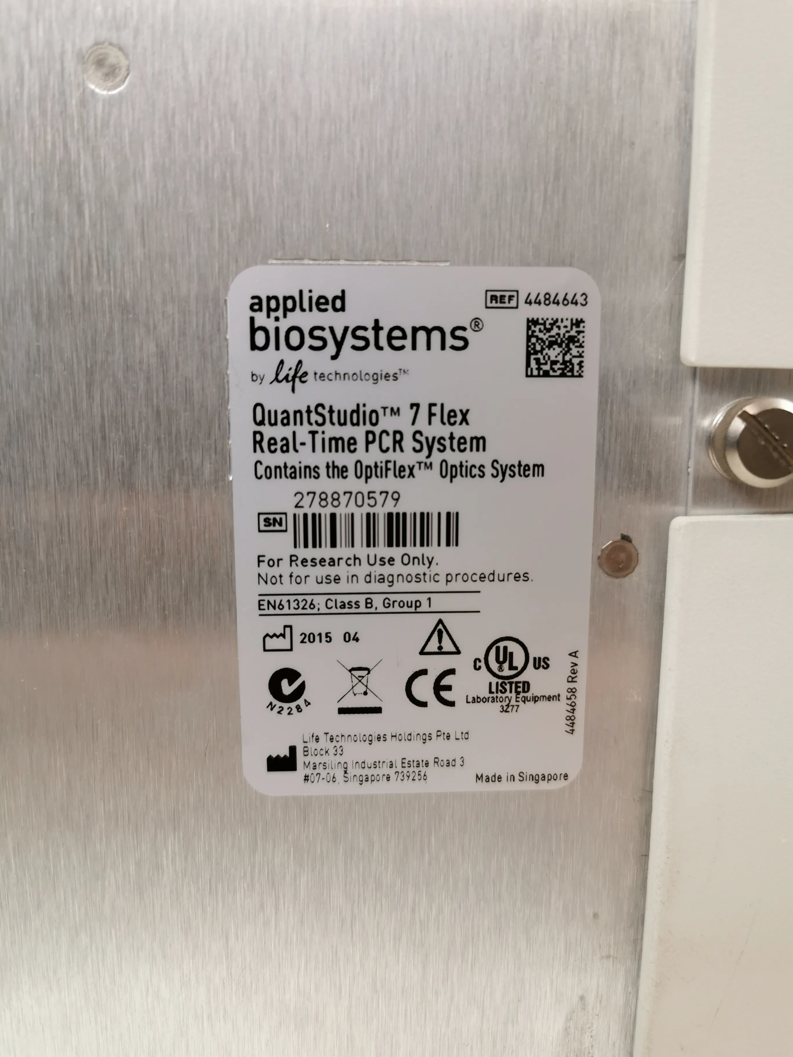 Used Real-Time PCR System for Broad Real-Time PCR-Based Applications - Applied Biosystems QuantStudio 7 Flex Real-Time PCR System, 96-well